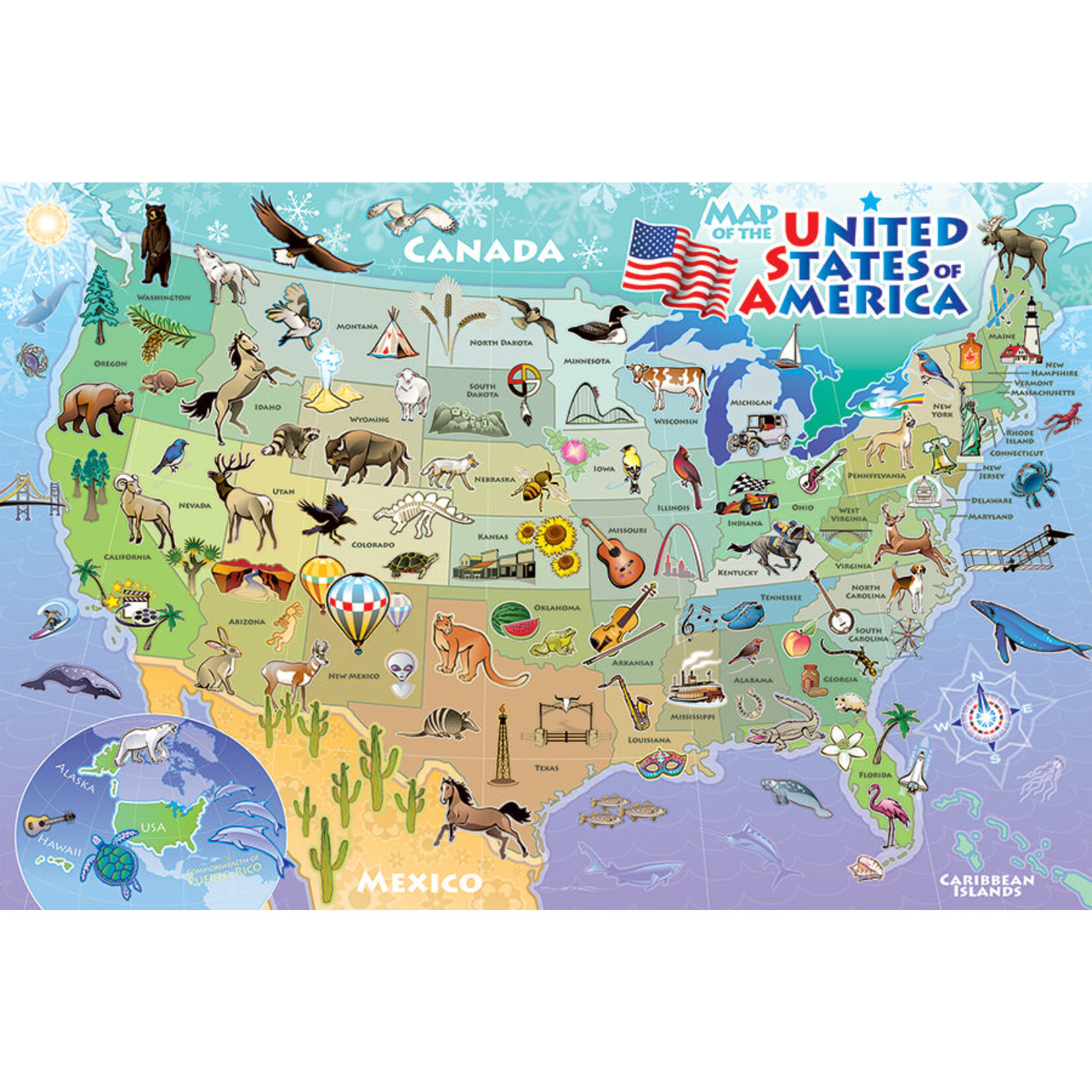 OUTSET MEDIA Map of the USA (Floor 48pc)