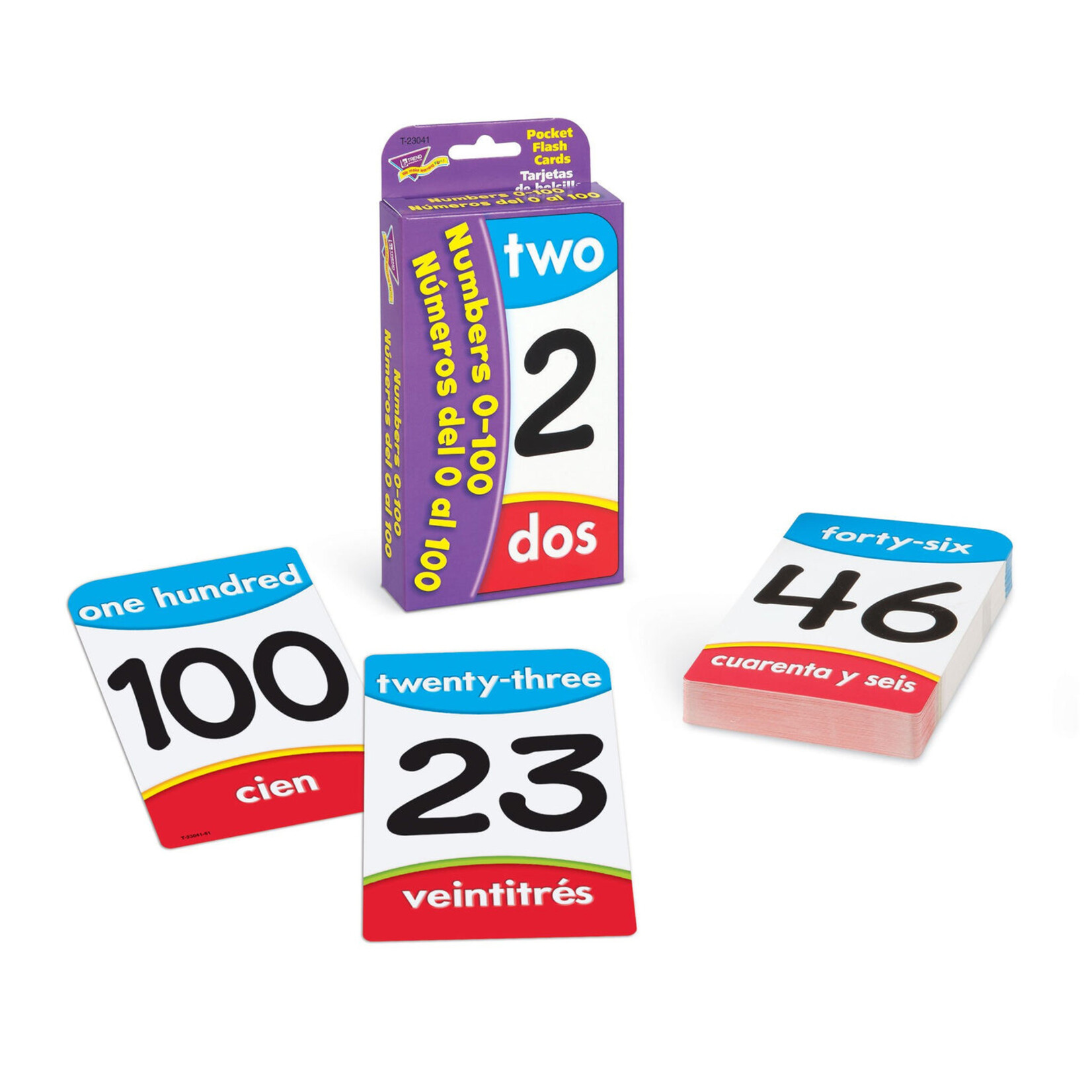 TREND ENTERPRISES INC Numbers/Números del 0 al 100 (English/Spanish) Pocket Flash Cards