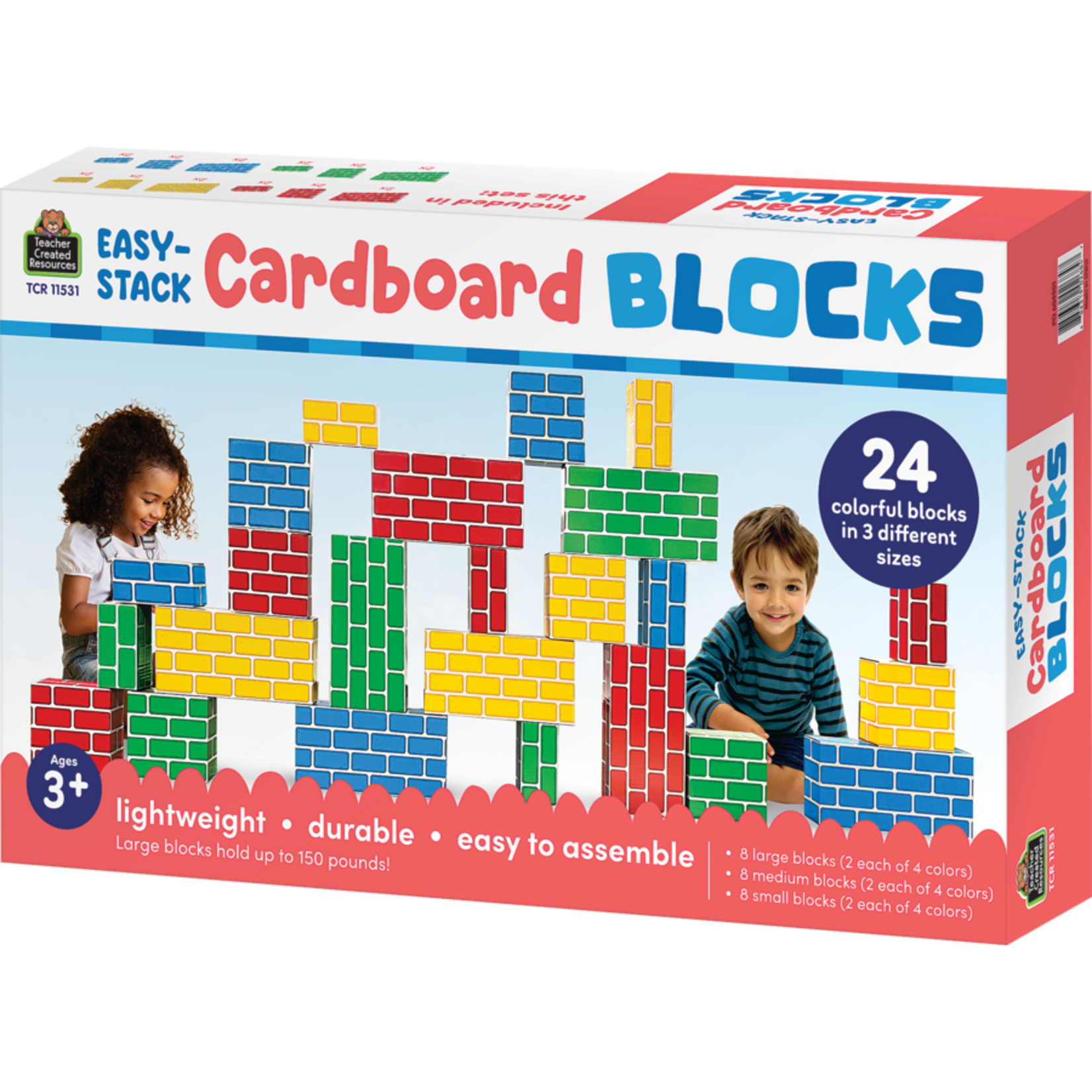 TEACHER CREATED RESOURCES Easy-Stack Cardboard Blocks (24-Piece Set)