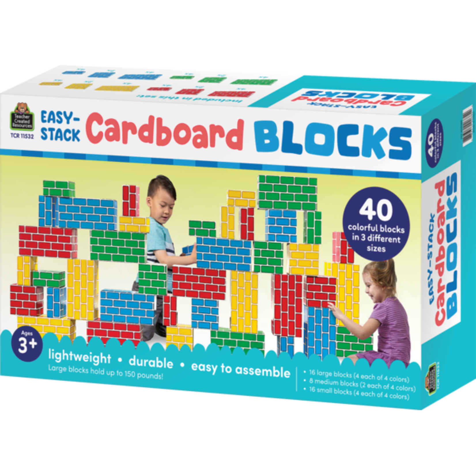 TEACHER CREATED RESOURCES Easy-Stack Cardboard Blocks (40-Piece Set)