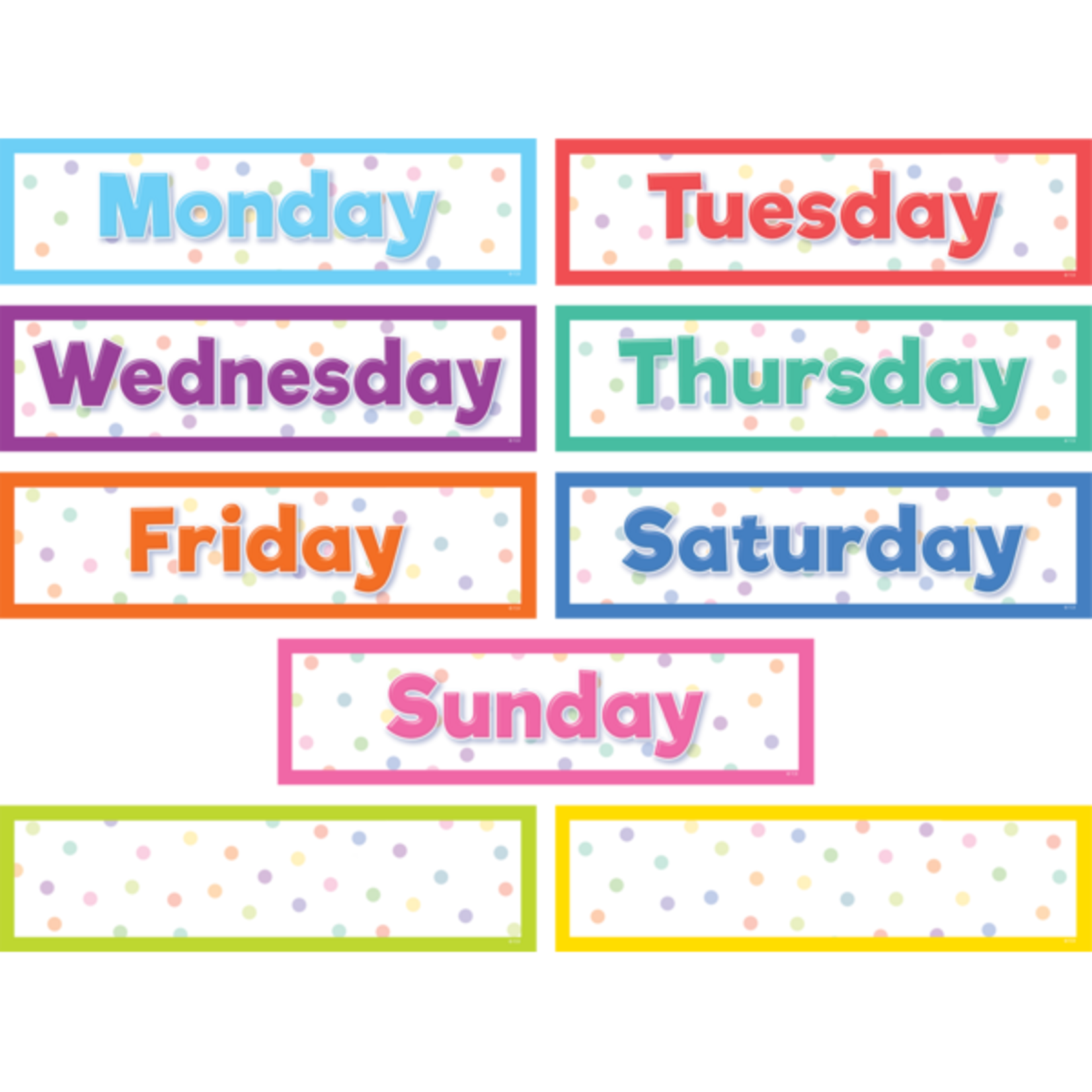 TEACHER CREATED RESOURCES Colorful Magnetic Days of the Week