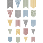 TEACHER CREATED RESOURCES Classroom Cottage Pennants Accents - Assorted Sizes