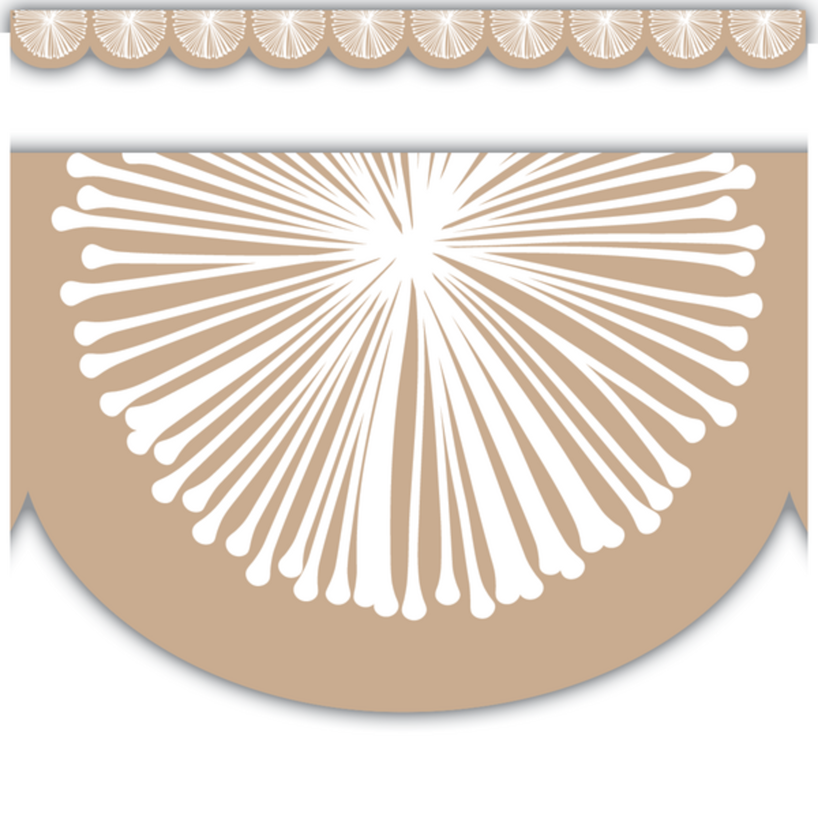 TEACHER CREATED RESOURCES Natural Poms Scalloped Die-Cut Border Trim