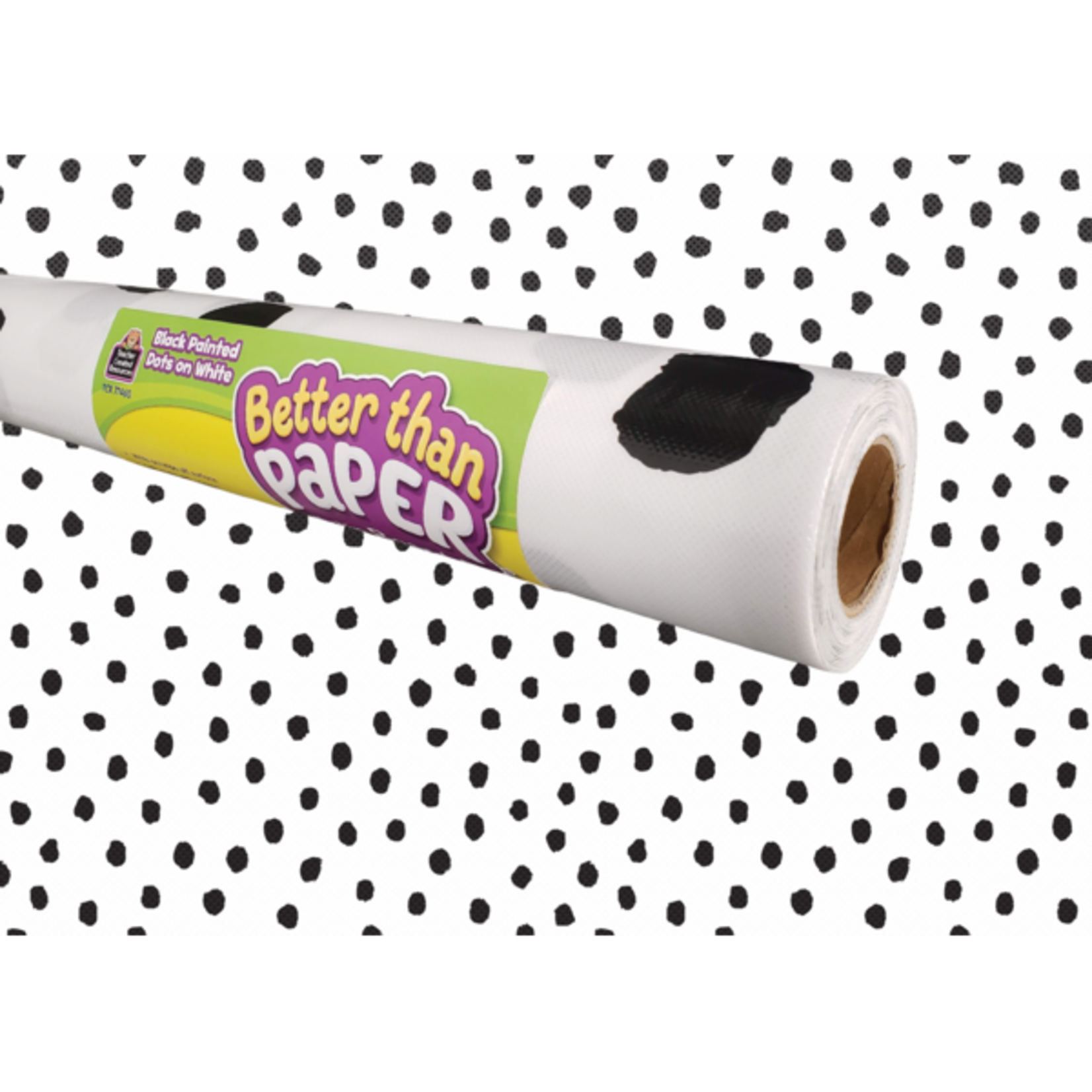 TEACHER CREATED RESOURCES Black Painted Dots on White Better Than Paper Bulletin Board Roll