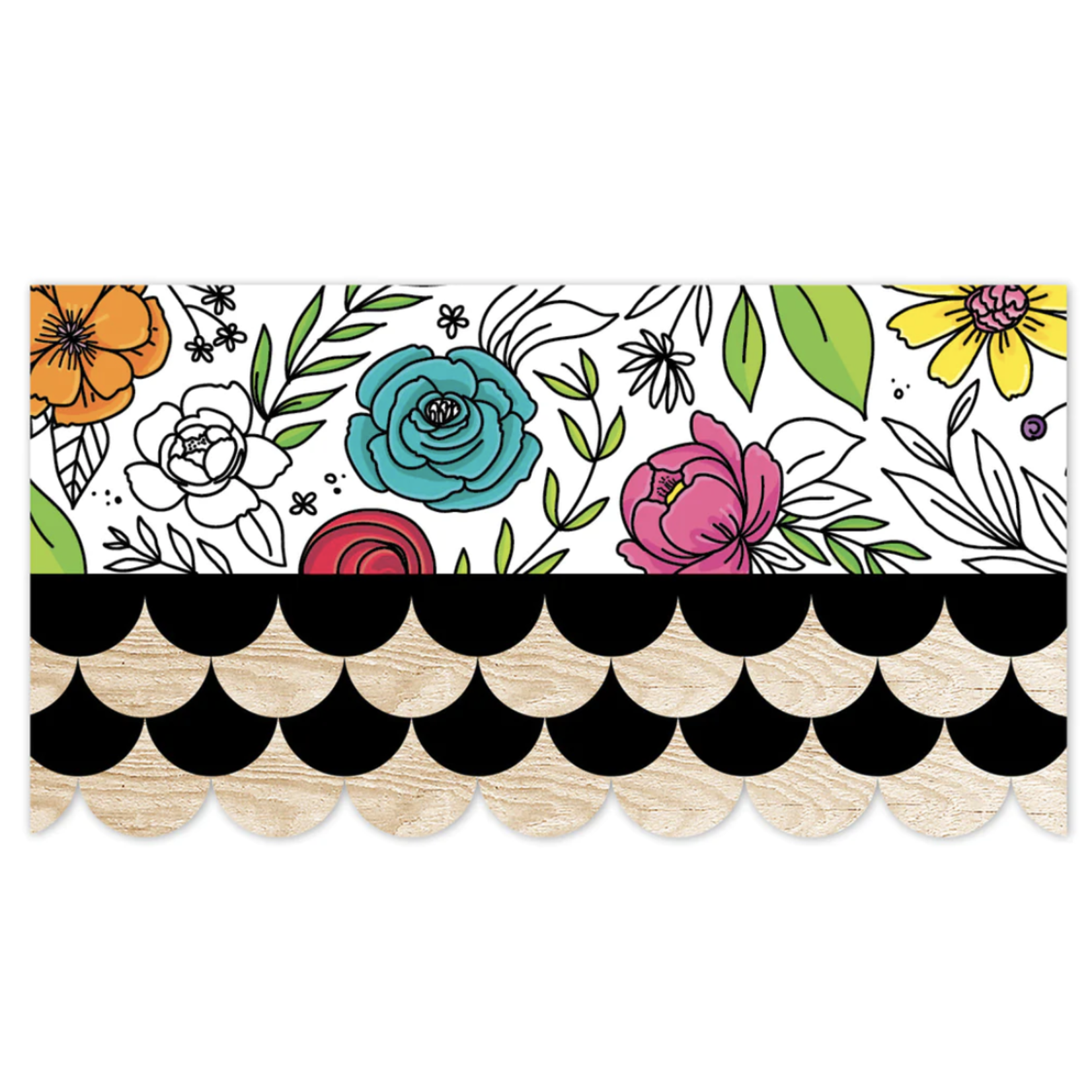 CREATIVE TEACHING PRESS Core Decor Black and Wood Scallops EZ Border
