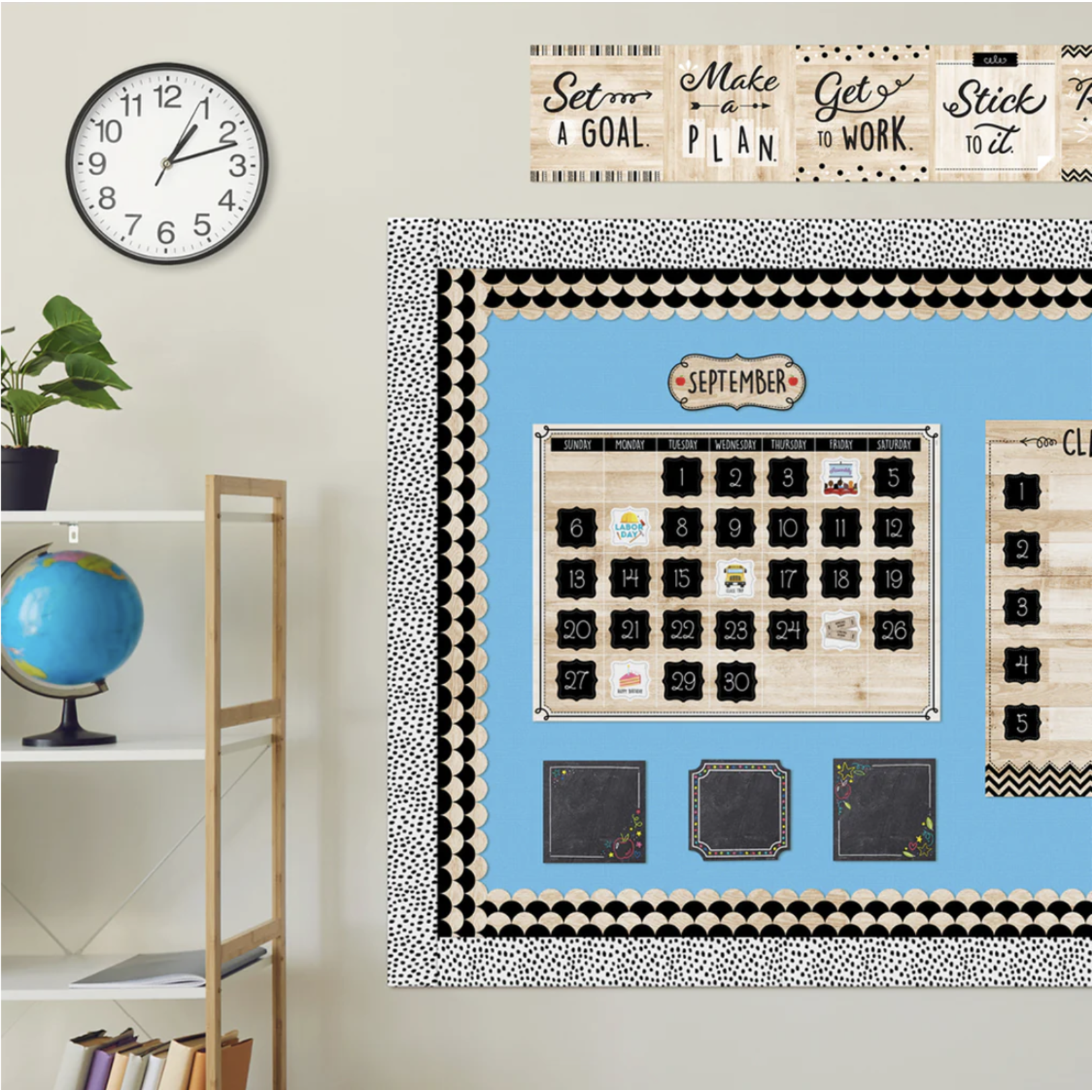 CREATIVE TEACHING PRESS Core Decor Black and Wood Scallops EZ Border