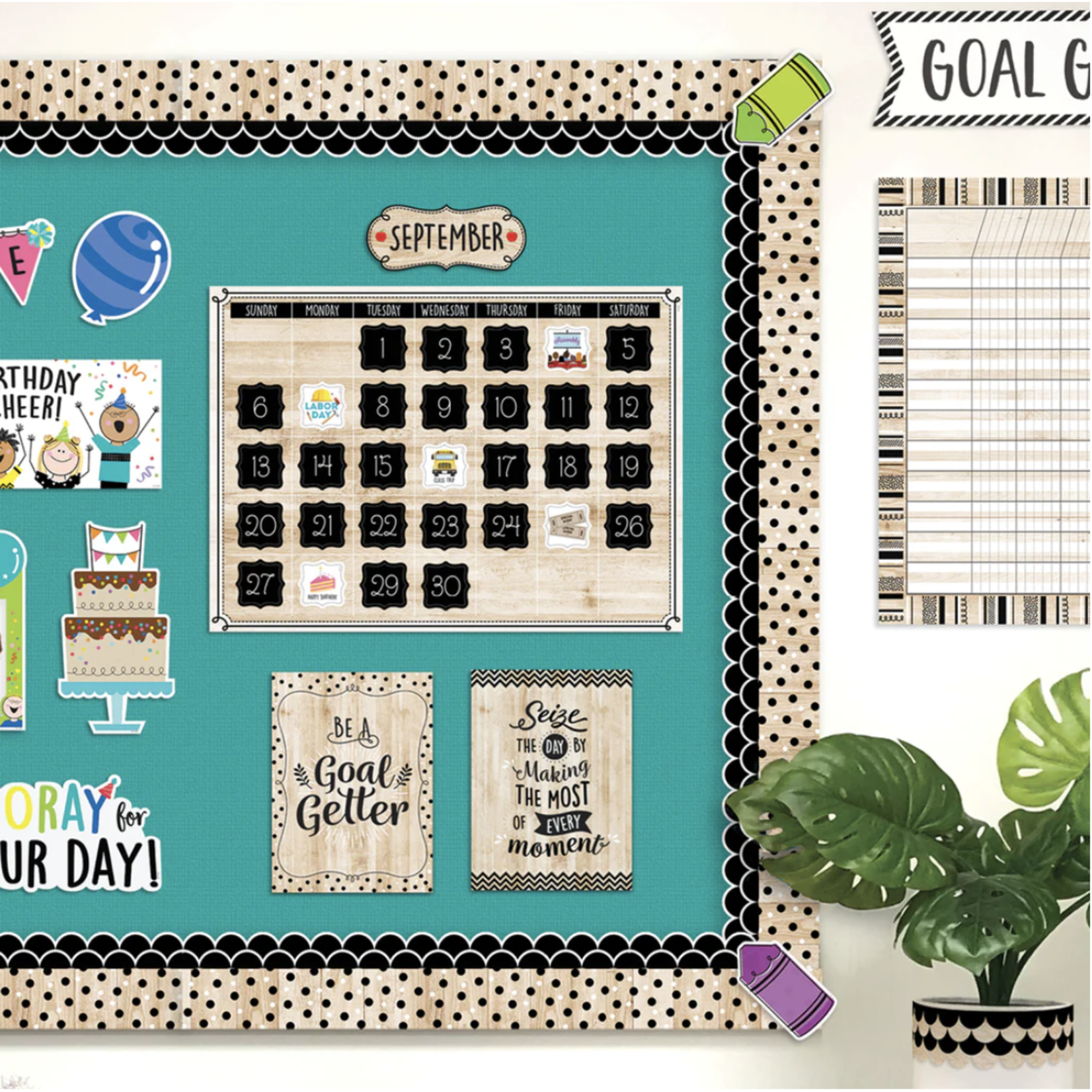 CREATIVE TEACHING PRESS Core Decor Polka Dots on Wood EZ Border
