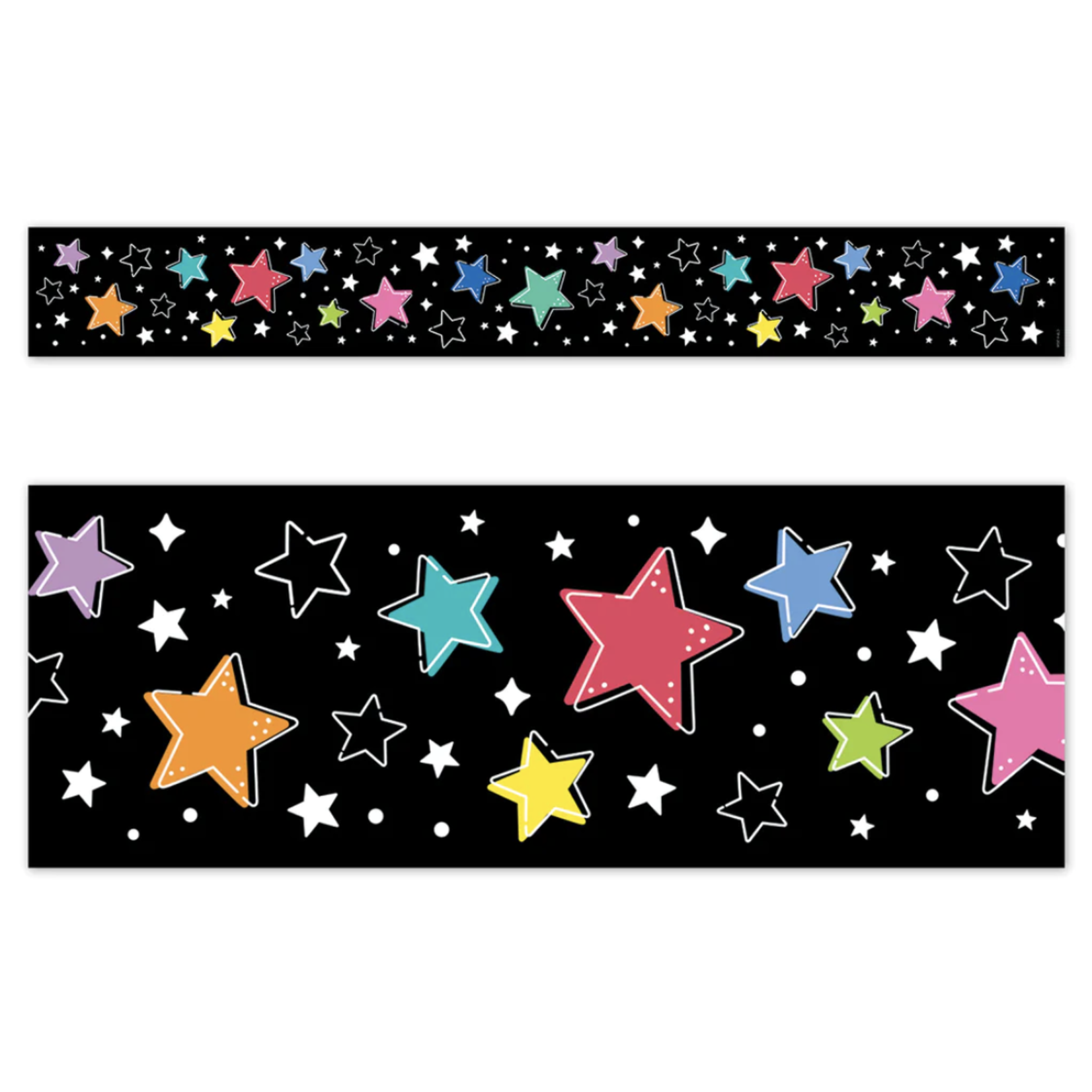 CREATIVE TEACHING PRESS Star Bright Colorful Stars on Black EZ Border
