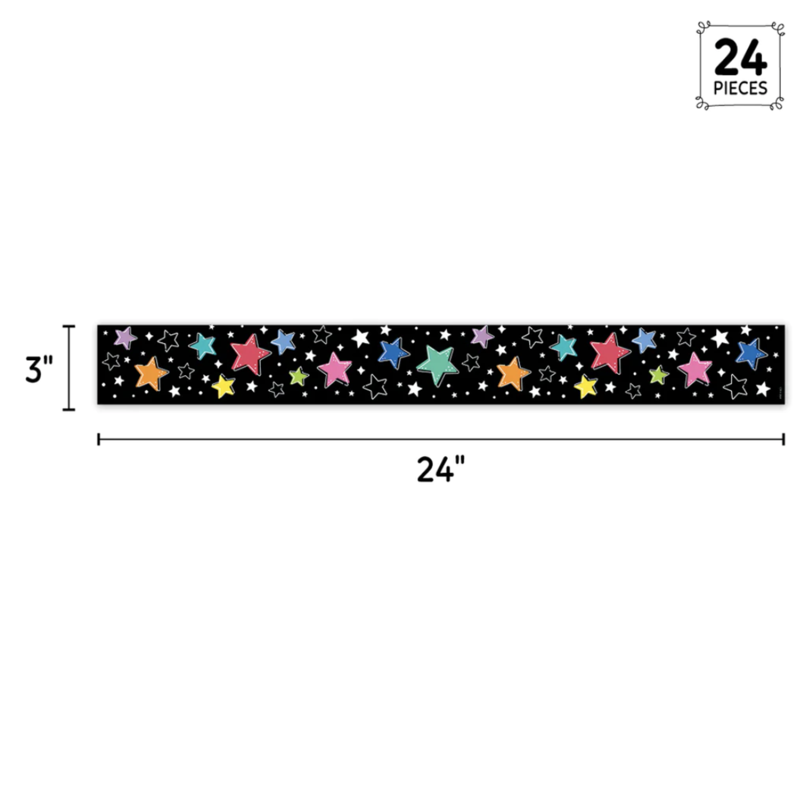 CREATIVE TEACHING PRESS Star Bright Colorful Stars on Black EZ Border