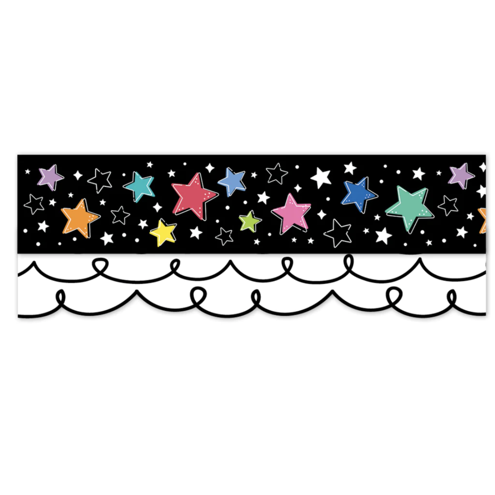 CREATIVE TEACHING PRESS Star Bright Colorful Stars on Black EZ Border