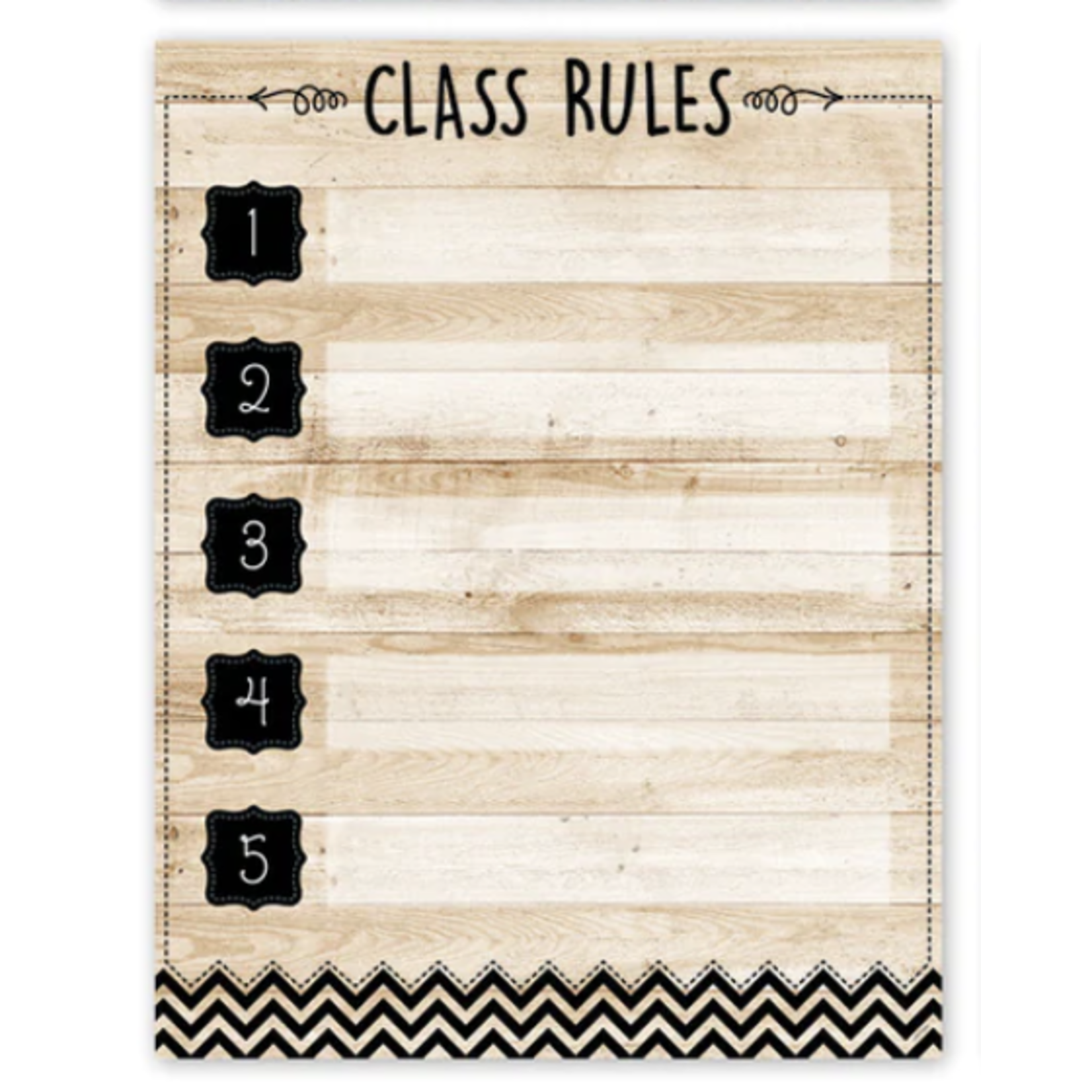 CREATIVE TEACHING PRESS Core Decor Black, White, and Wood Class Rules Chart