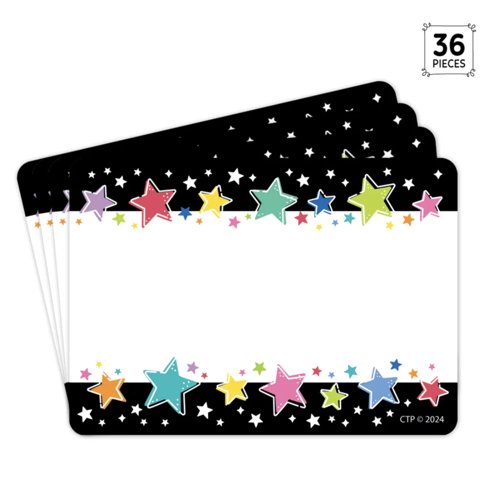 CREATIVE TEACHING PRESS Star Bright Colorful Stars on Black Labels