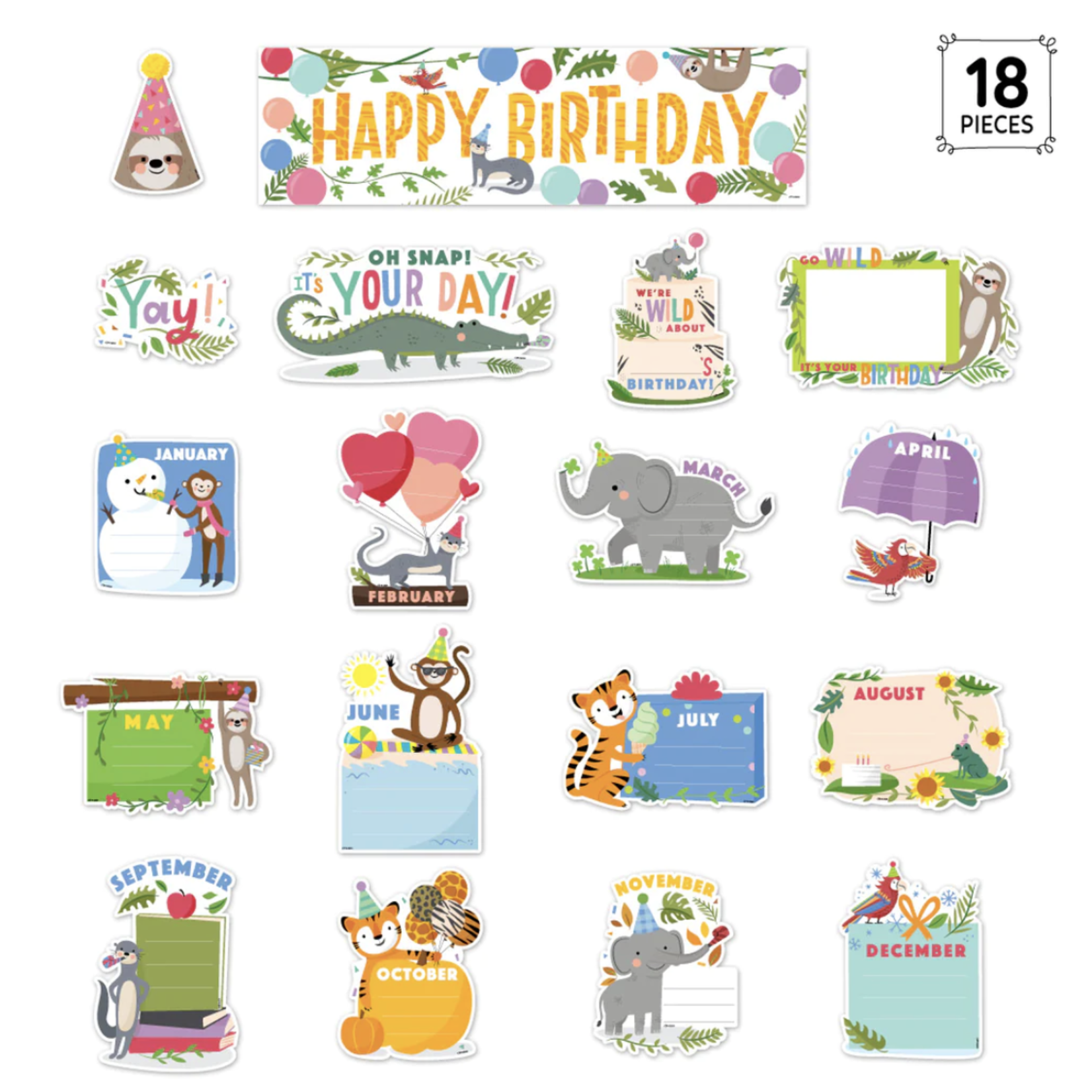 CREATIVE TEACHING PRESS Jungle Friends Happy Birthday Mini Bulletin Board