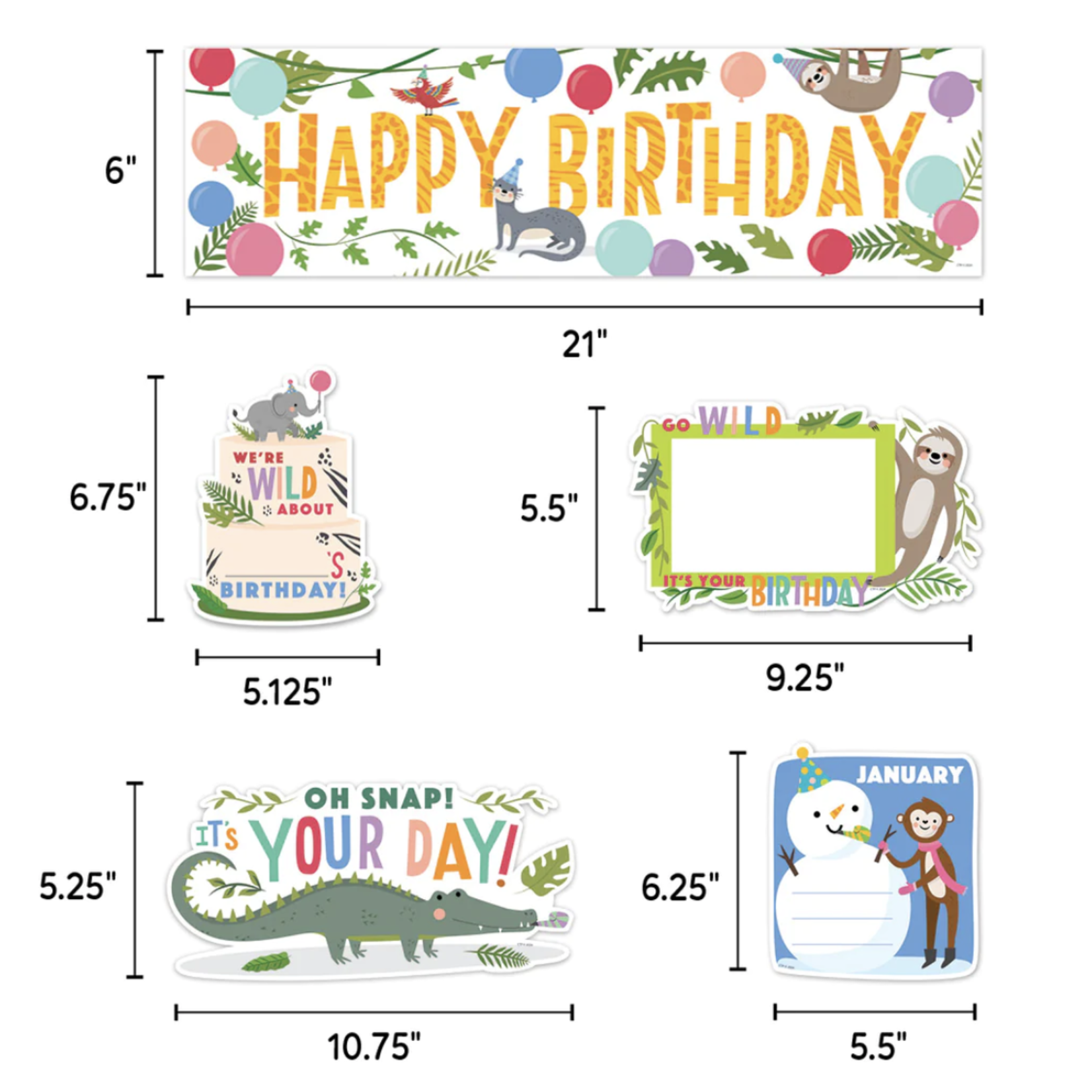 CREATIVE TEACHING PRESS Jungle Friends Happy Birthday Mini Bulletin Board