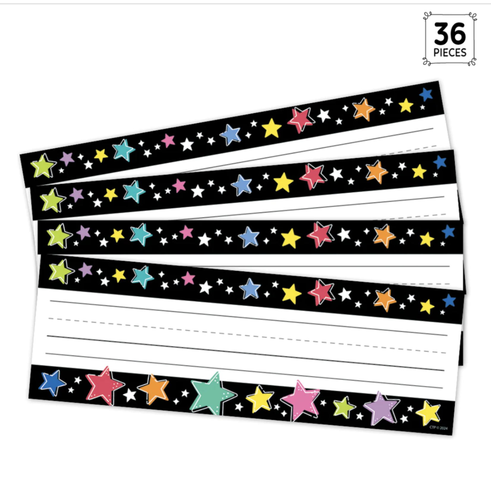 CREATIVE TEACHING PRESS Star Bright Colorful Stars on Black Name Plates