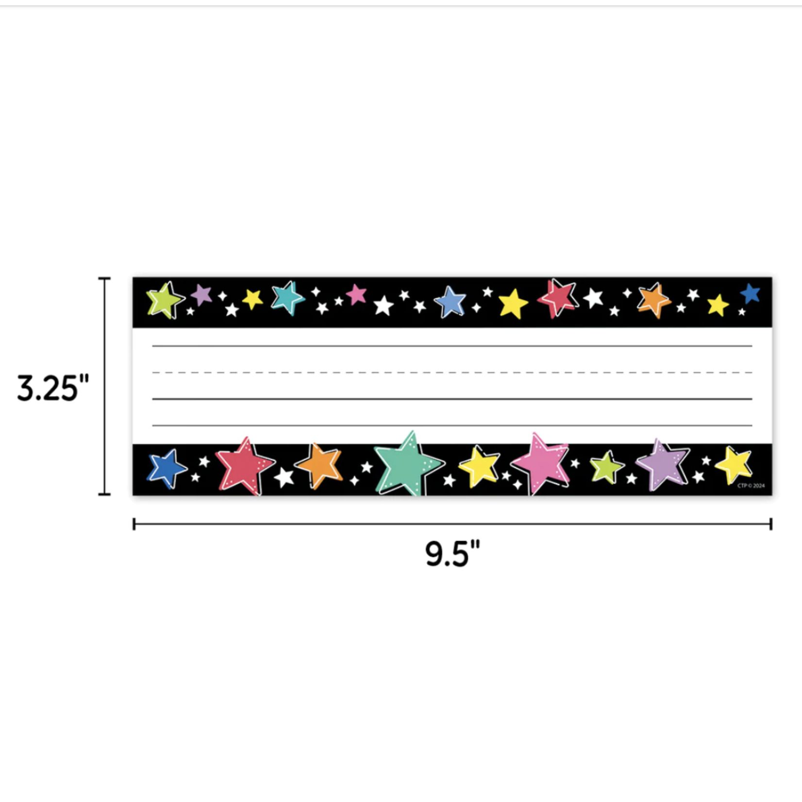 CREATIVE TEACHING PRESS Star Bright Colorful Stars on Black Name Plates