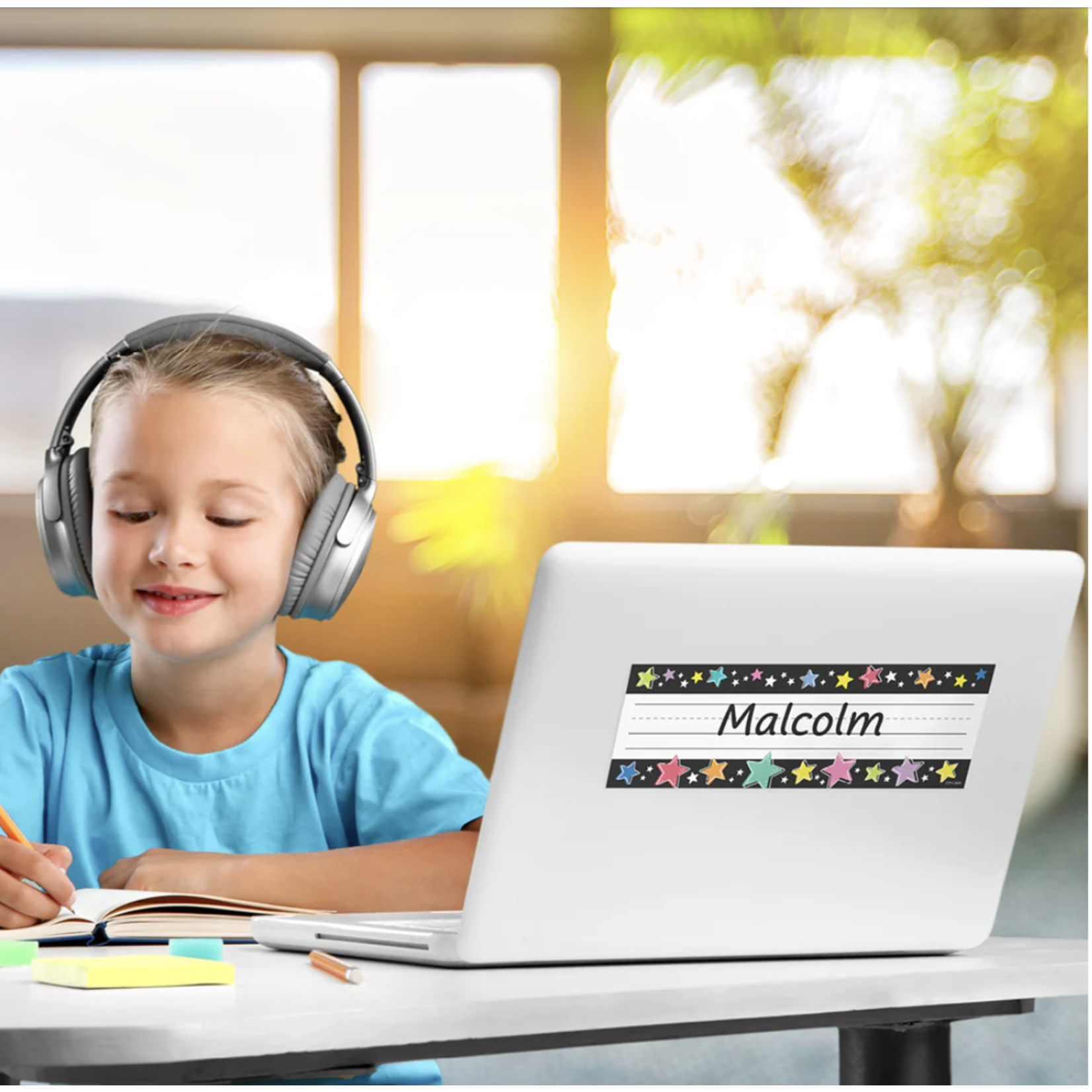CREATIVE TEACHING PRESS Star Bright Colorful Stars on Black Name Plates