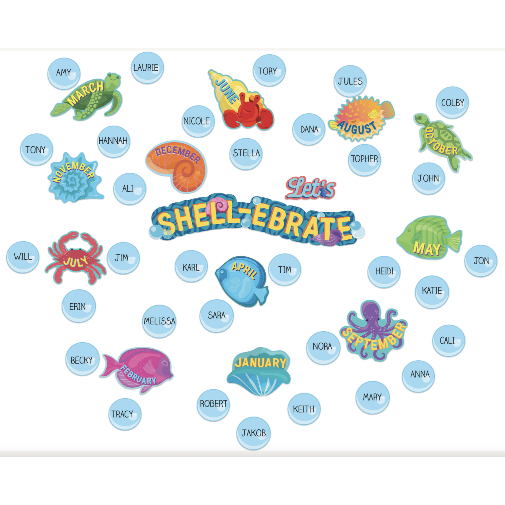 Seas the Day Let's Shell-ebrate Mini Bulletin Board Set