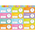 ASHLEY INCORPORATED Smart Poly Single Sided Postermat Pals, Telling Time Basic, 12" X 17.25"