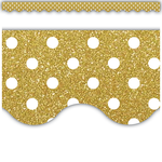 TEACHER CREATED RESOURCES Gold Shimmer Polka Dots Scalloped Border