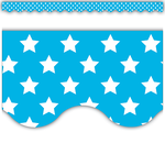 TEACHER CREATED RESOURCES Aqua with White Stars Scalloped Border Trim