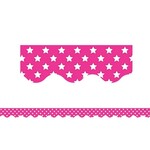 TEACHER CREATED RESOURCES Pink with White Stars Scalloped Border Trim