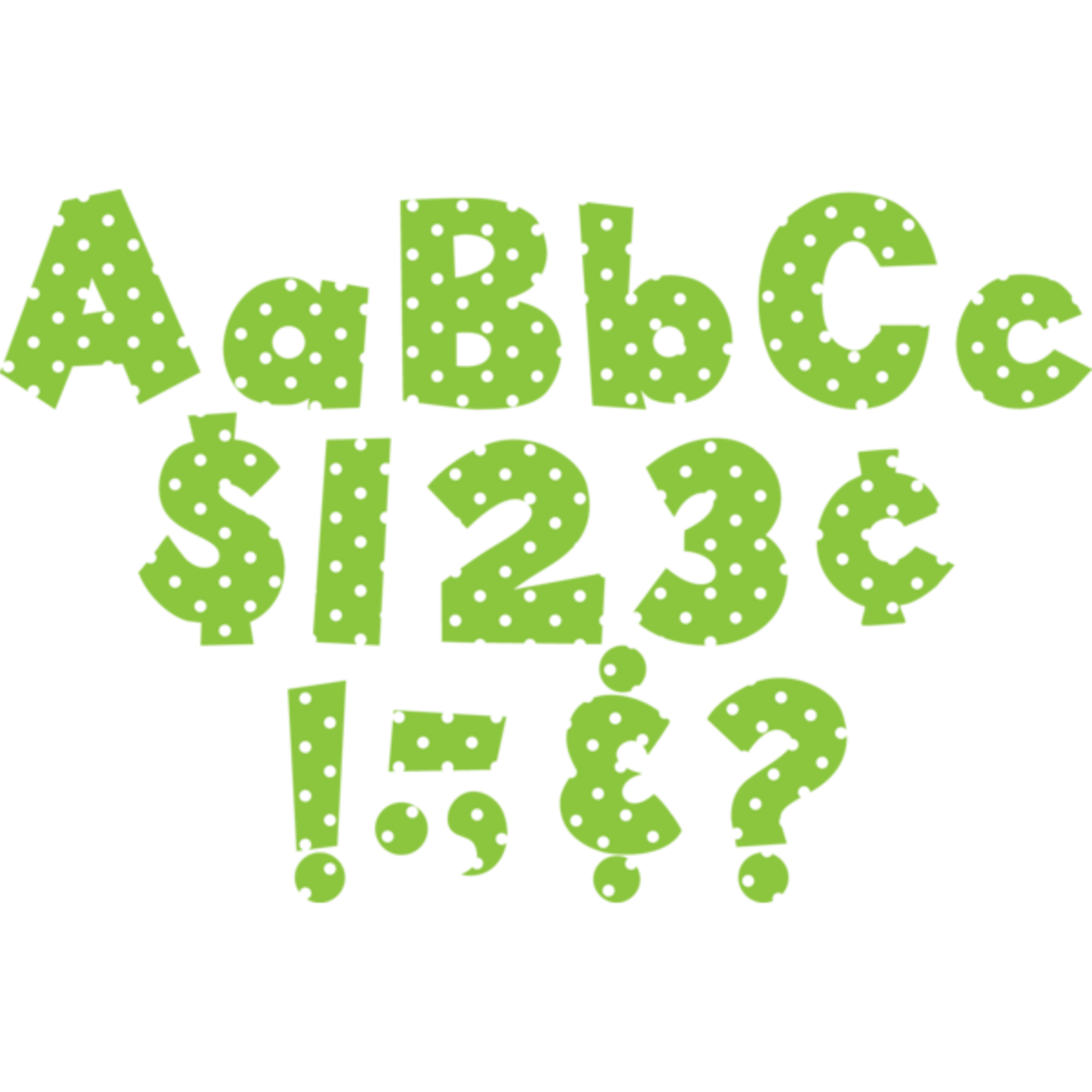 TEACHER CREATED RESOURCES Green/White Dot 4" Fun Font Letters