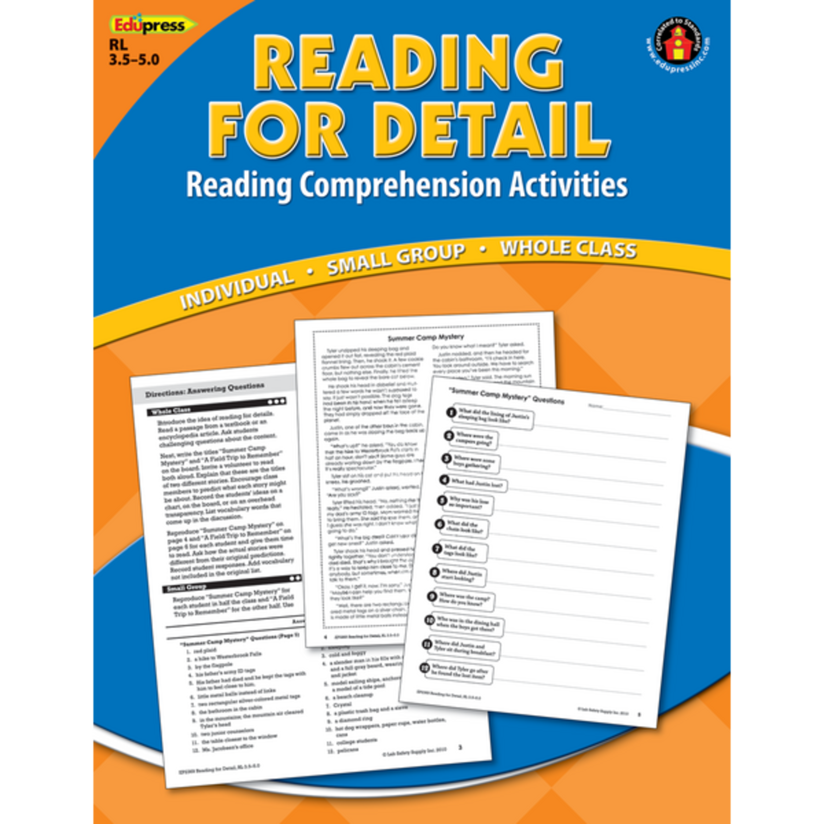 TEACHER CREATED RESOURCES Reading Comprehension Book Reading for Details Blue Level