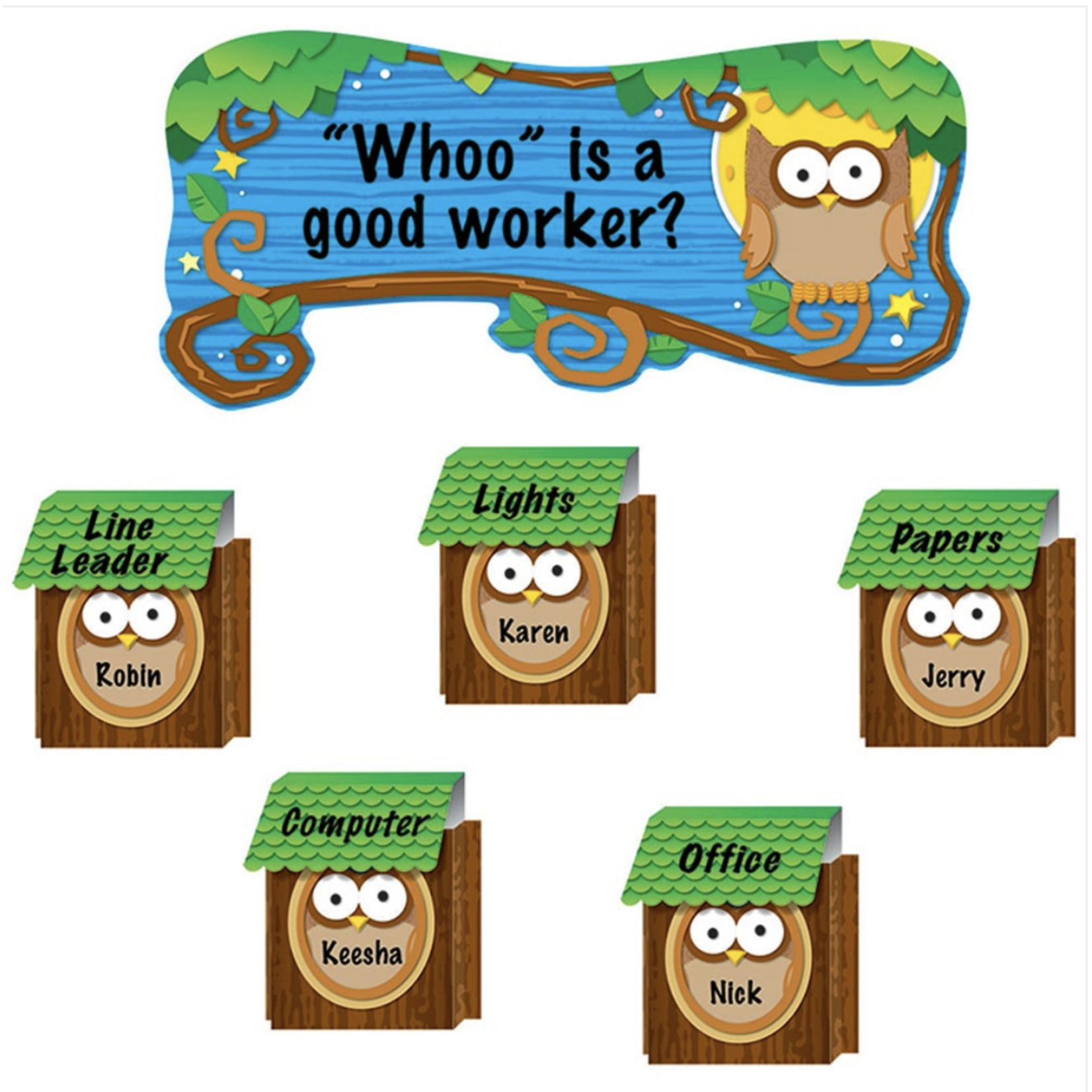 CARSON DELLOSA PUBLISHING CO Owl Job Assignment Bulletin Board Set