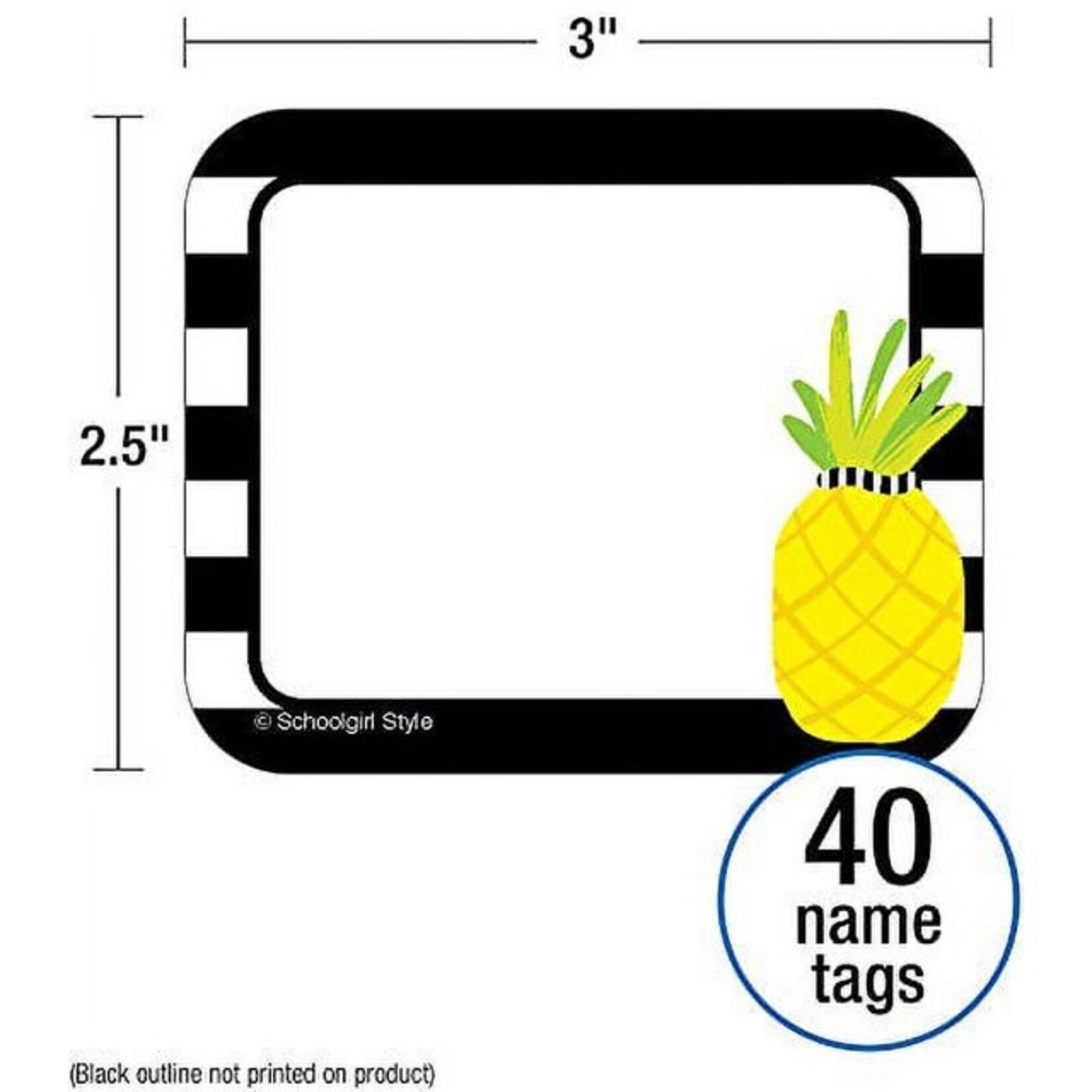 CARSON DELLOSA PUBLISHING CO School Girl: Simply Stylish Tropical Pineapple Stripe Name Tags