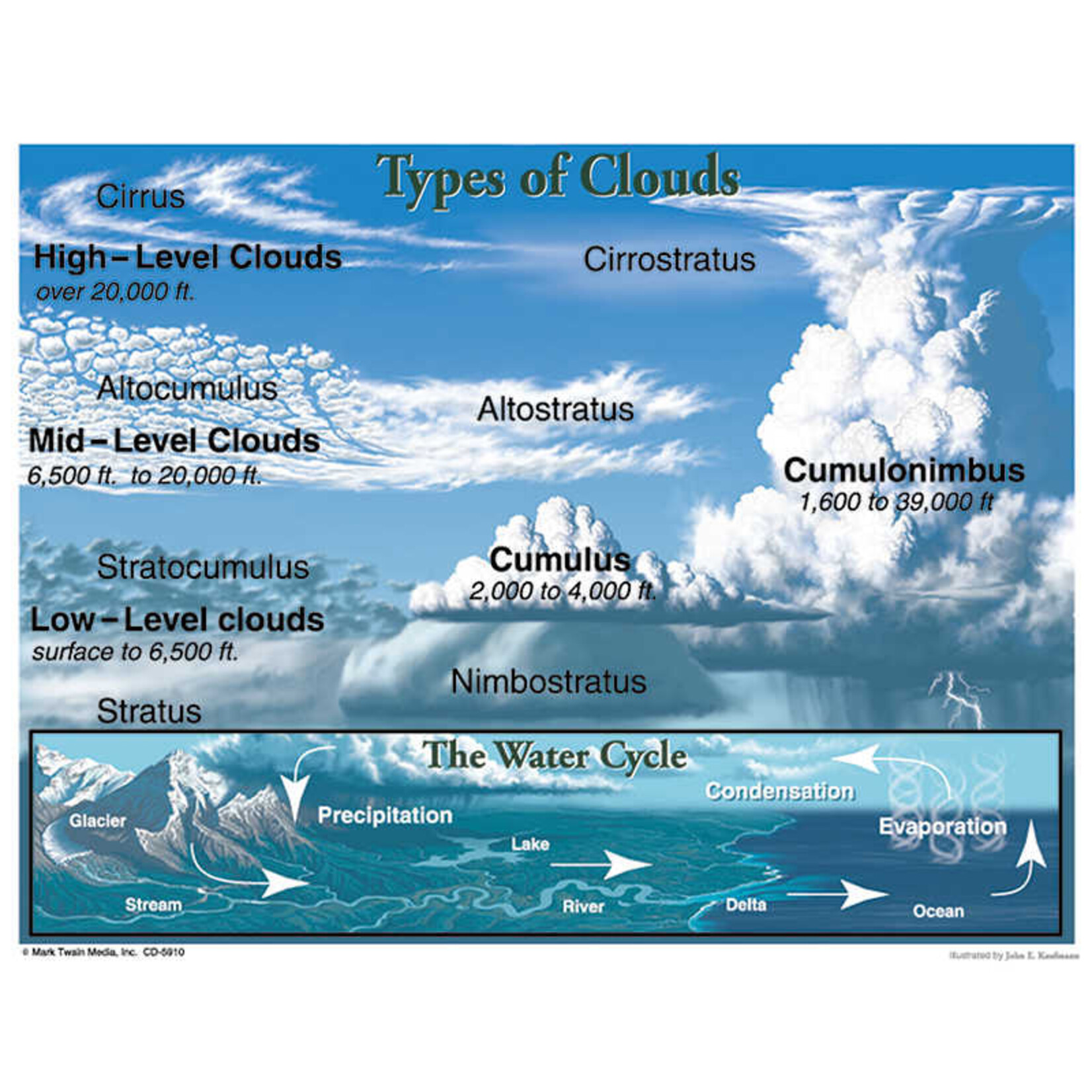 CARSON DELLOSA PUBLISHING CO Types of Clouds Chart