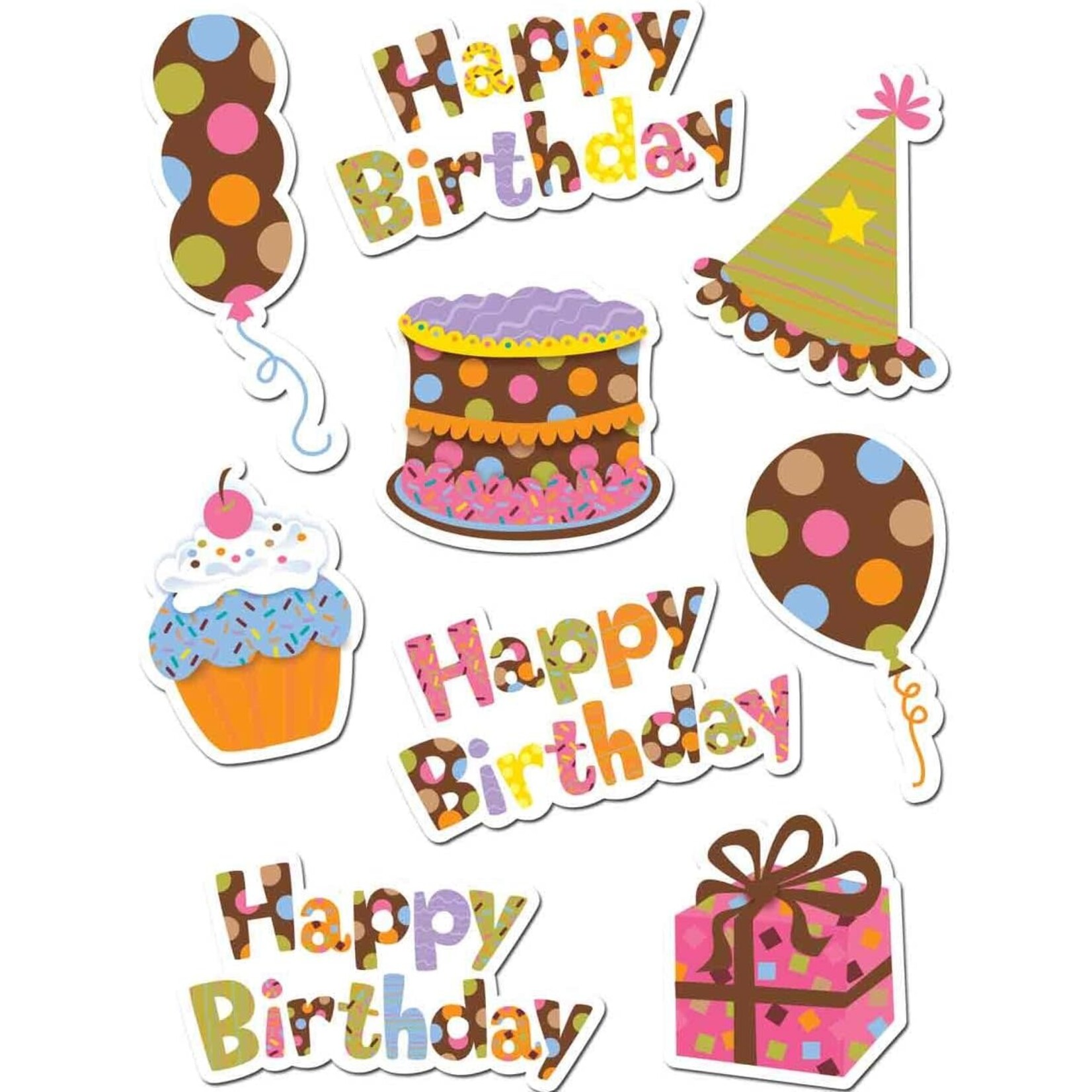 CREATIVE TEACHING PRESS Dots On Chocolate Happy Birthday Stickers