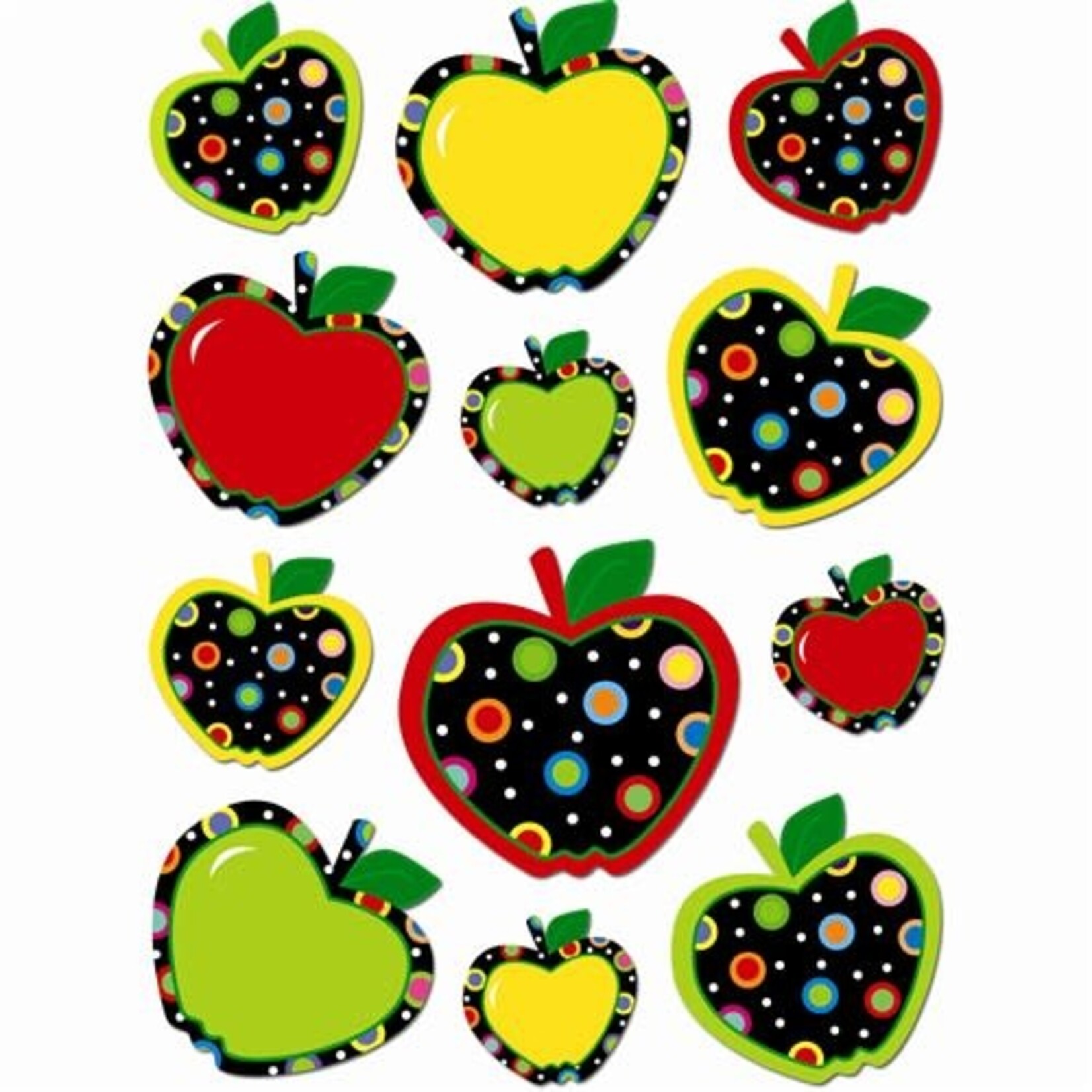 CREATIVE TEACHING PRESS Poppin' Patterns Dots On Black Apples Stickers