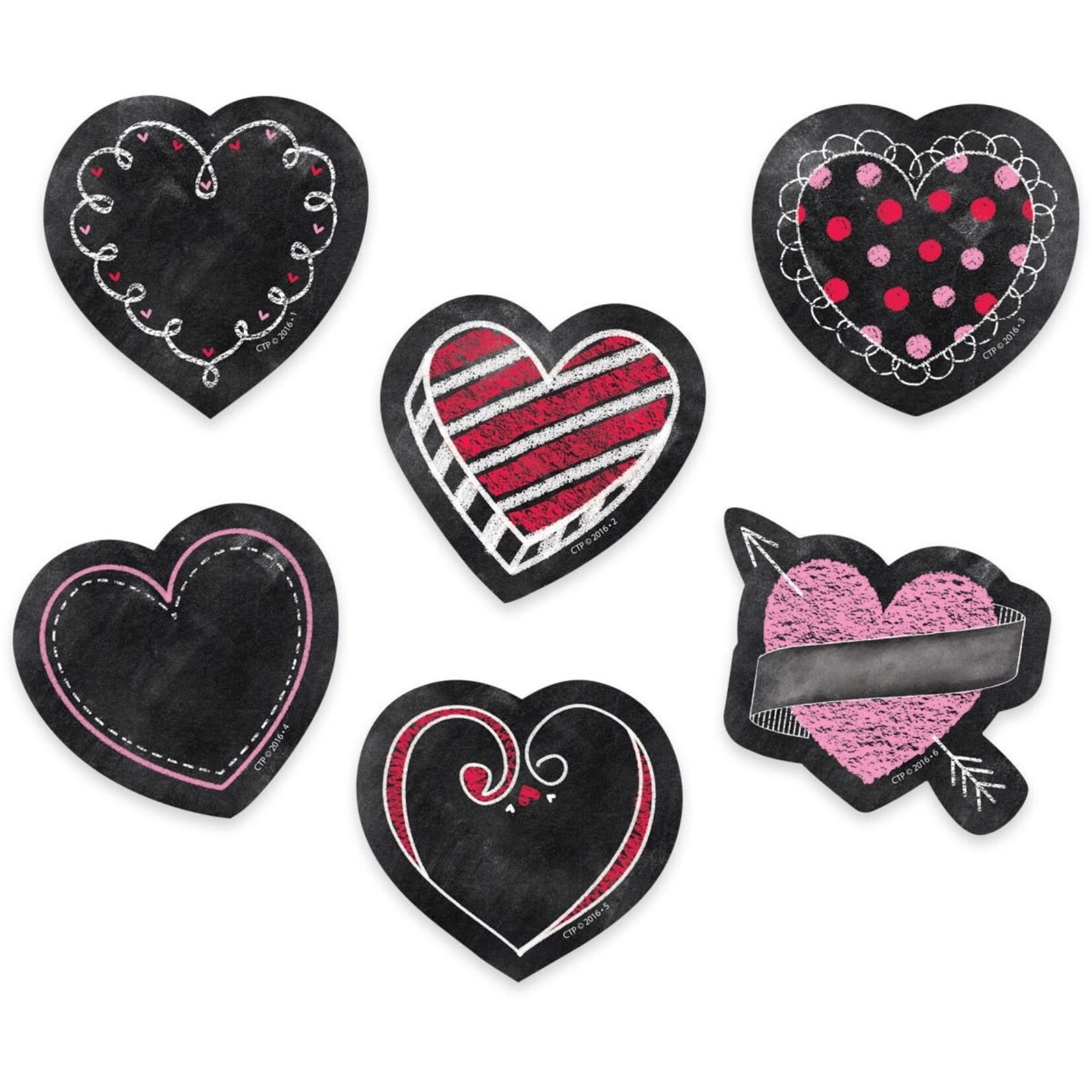 CREATIVE TEACHING PRESS 3 Inch Chalk Hearts Designer Cut Outs