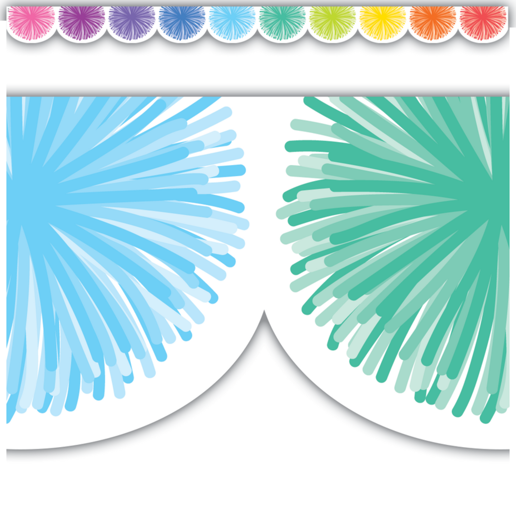 TEACHER CREATED RESOURCES Colorful Poms Scalloped Die-Cut Border Trim