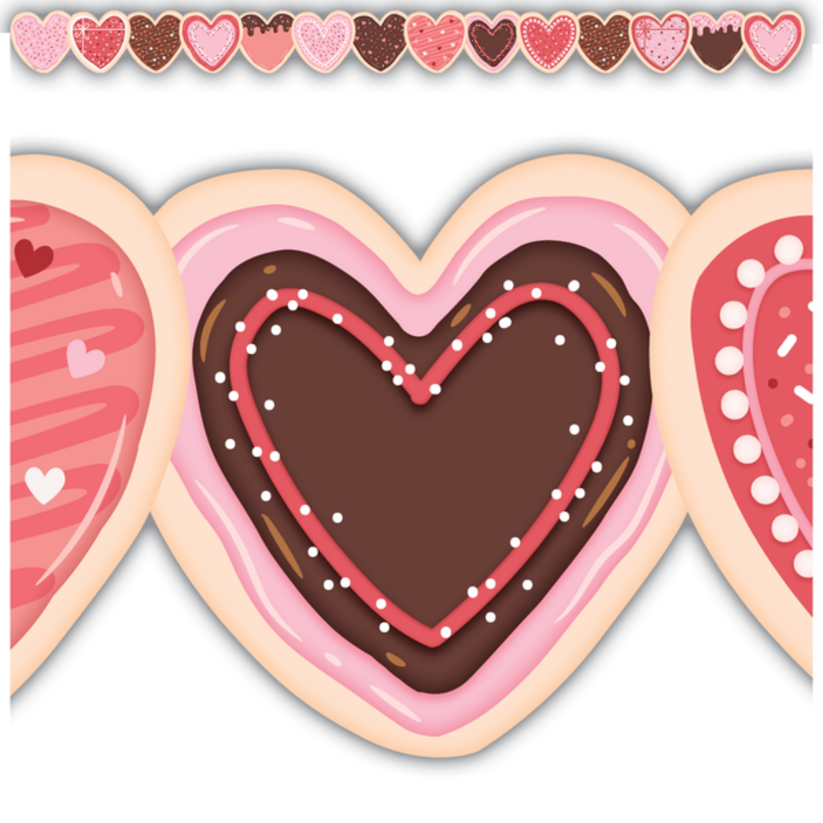 TEACHER CREATED RESOURCES Frosted Heart Cookies Die-Cut Border Trim