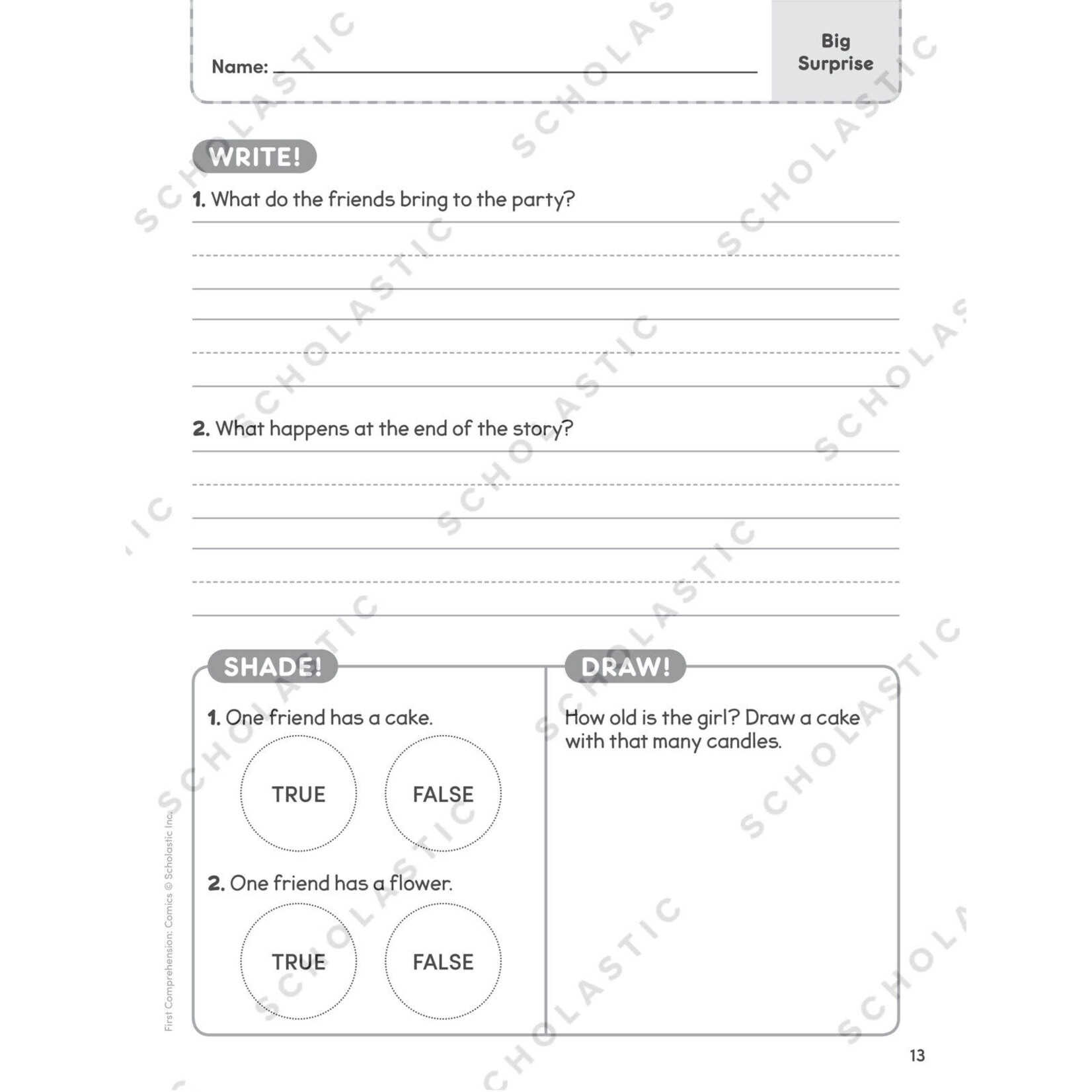 SCHOLASTIC TEACHING RESOURCES First Comprehension: Comics