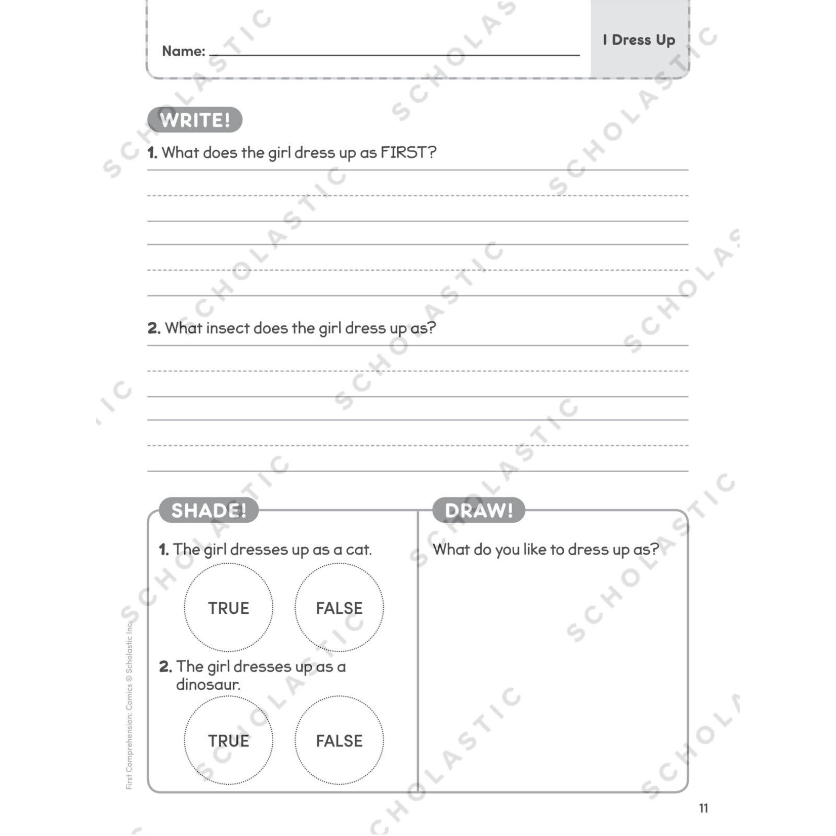 SCHOLASTIC TEACHING RESOURCES First Comprehension: Comics