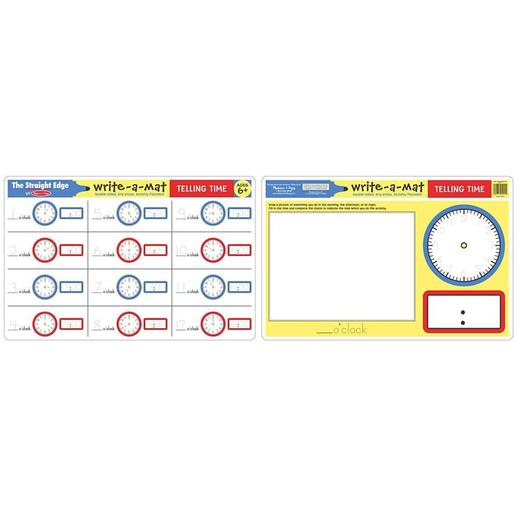 Melissa & Doug Telling Time Write-A-Mat