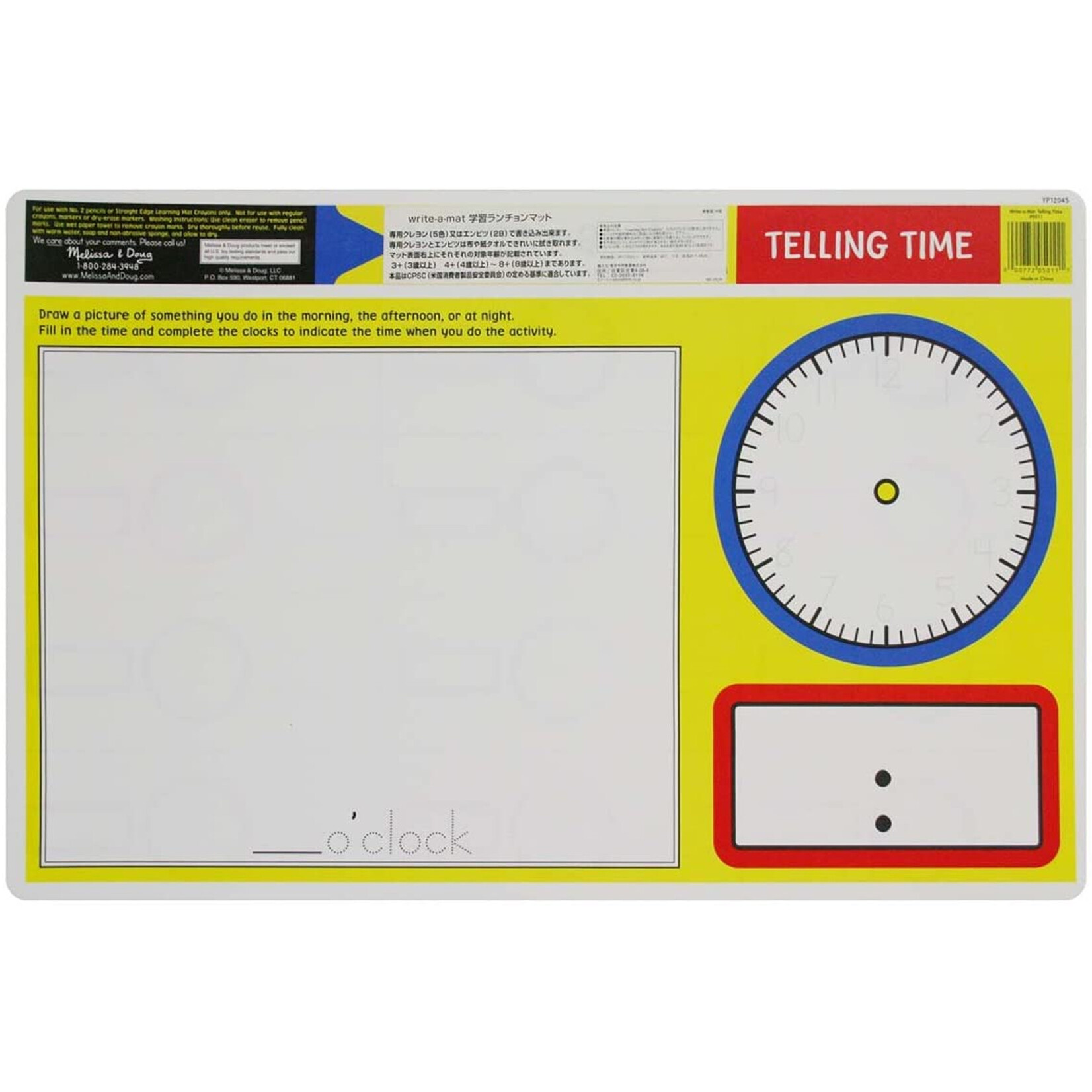 Melissa & Doug Telling Time Write-A-Mat