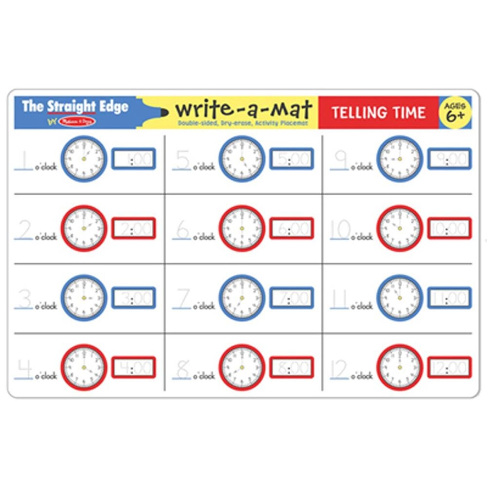 Melissa & Doug Telling Time Write-A-Mat