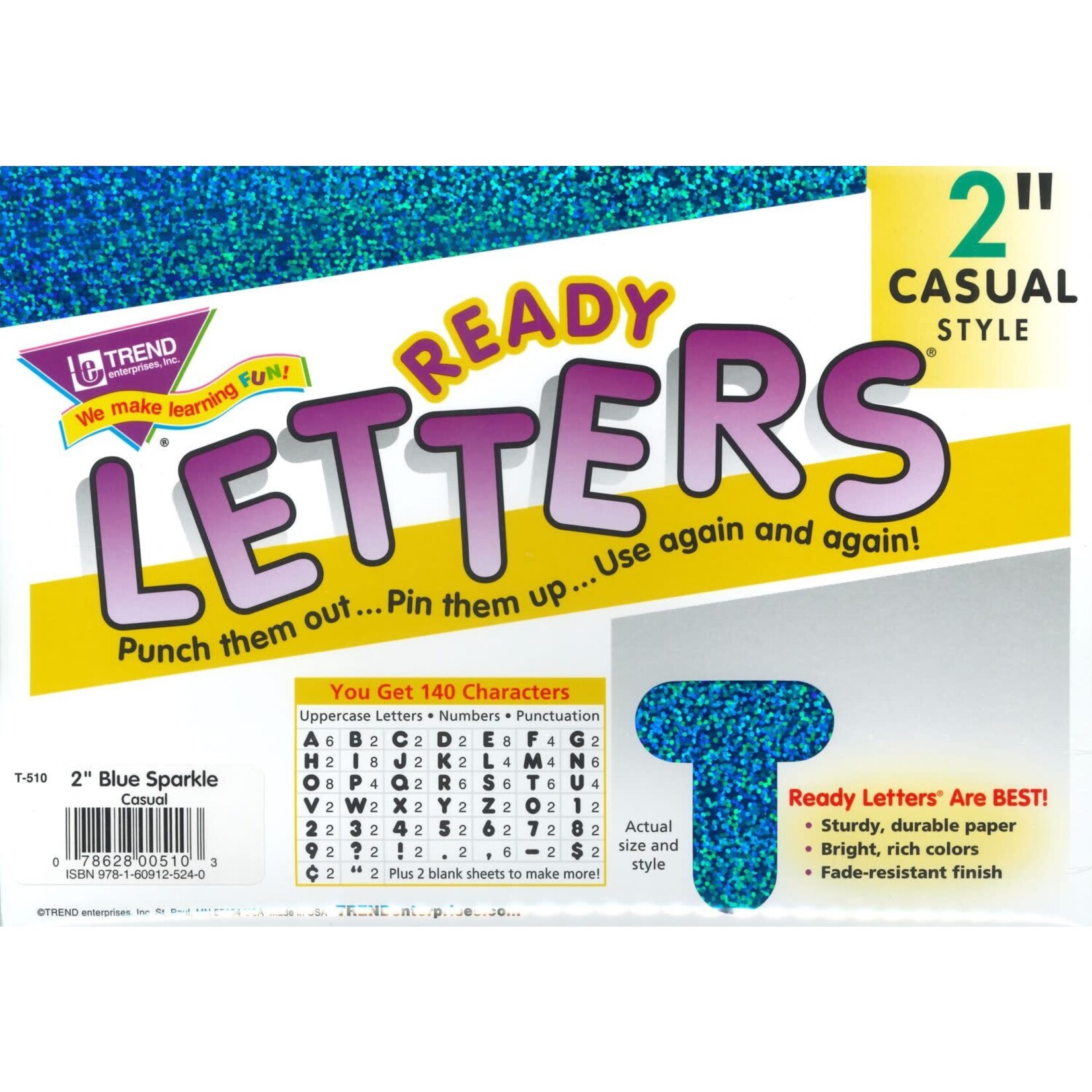 TREND ENTERPRISES INC 2 Inch Casual Blue Sparkle Ready Letters