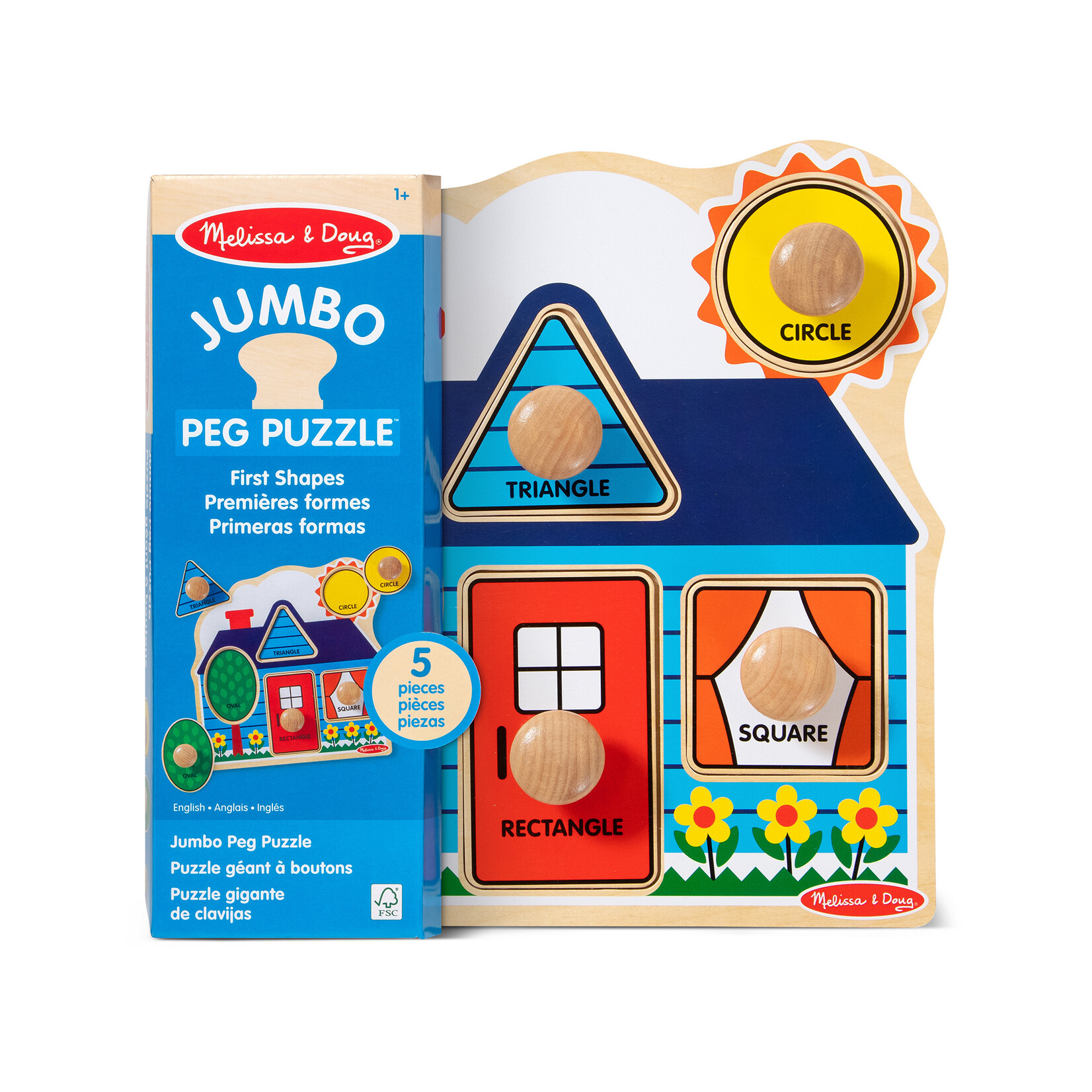 First Shapes Jumbo Knob Wooden Puzzle - 5 Pieces