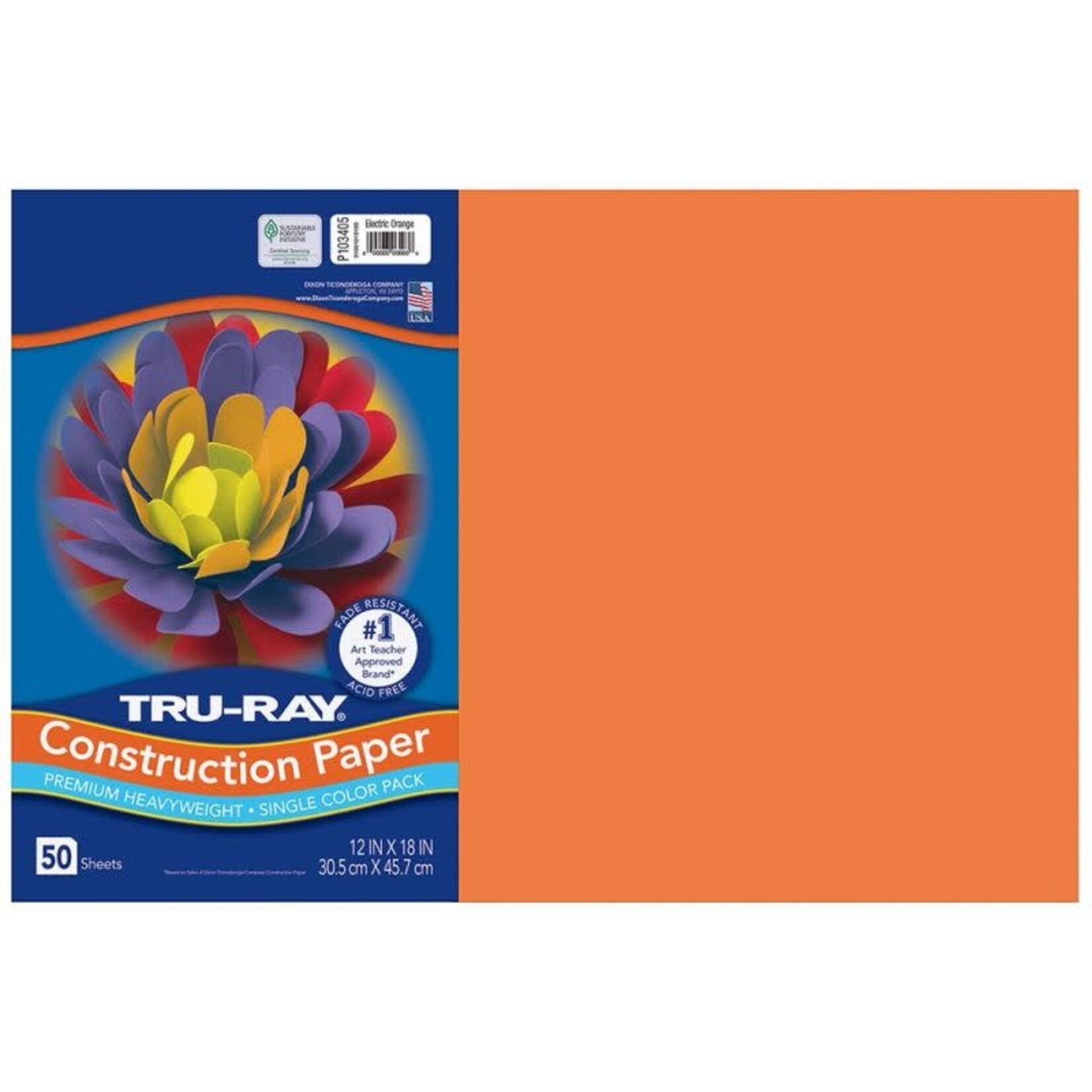 DIXON TICONDEROGA COMPANY Tru-Ray Construction Paper Electric Orange 12X18