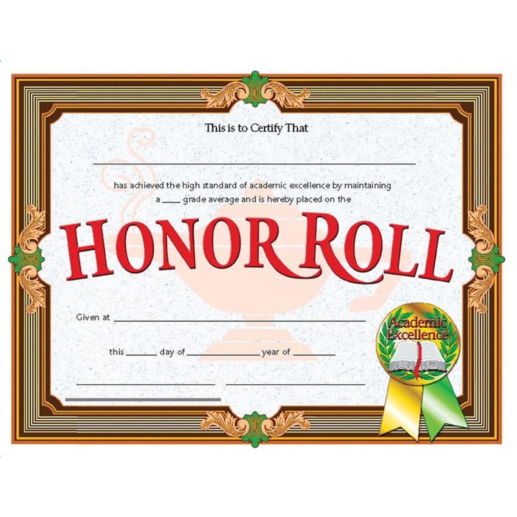 Honor Roll Certificate