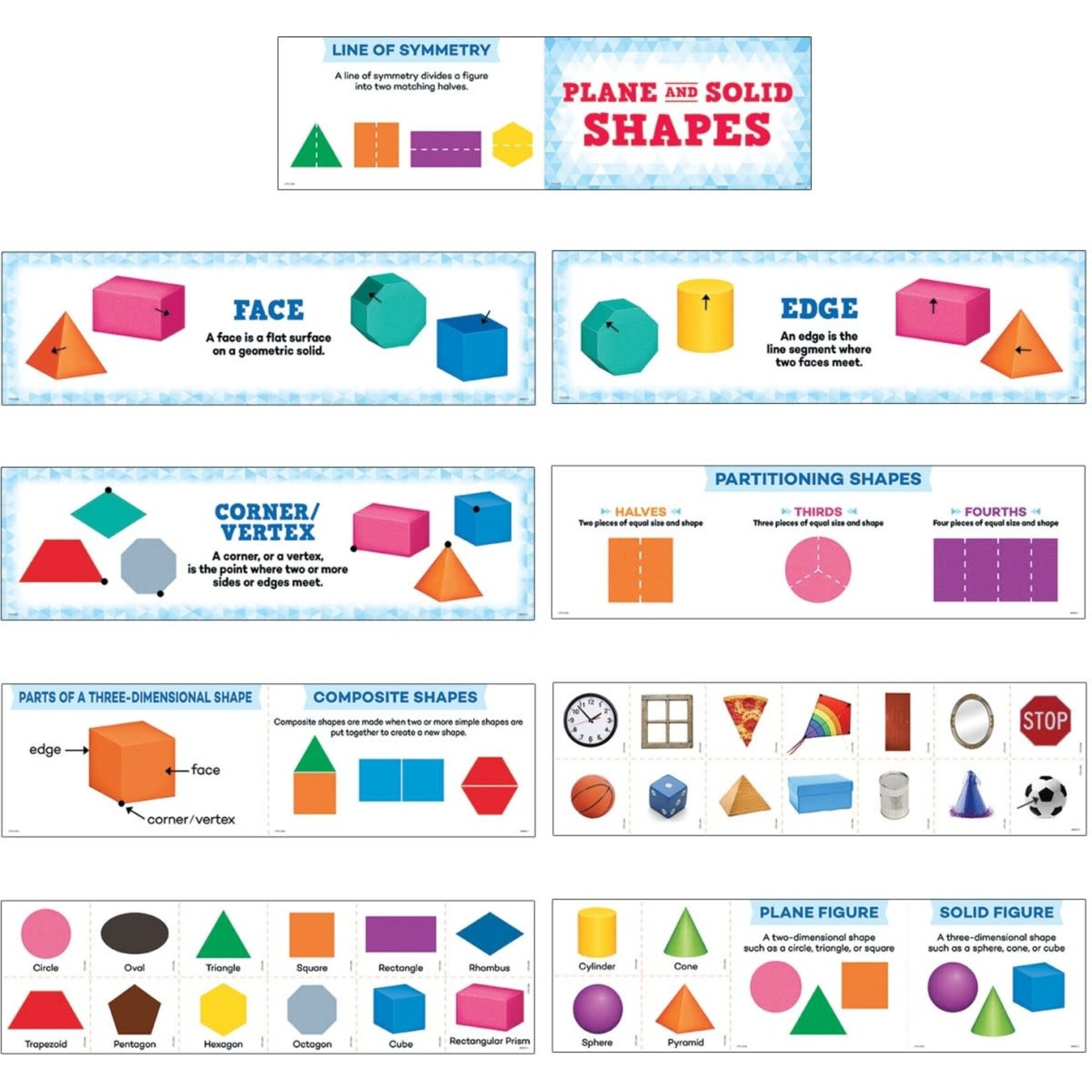 CREATIVE TEACHING PRESS Plane And Solid Shapes Mini Bulletin Board Set