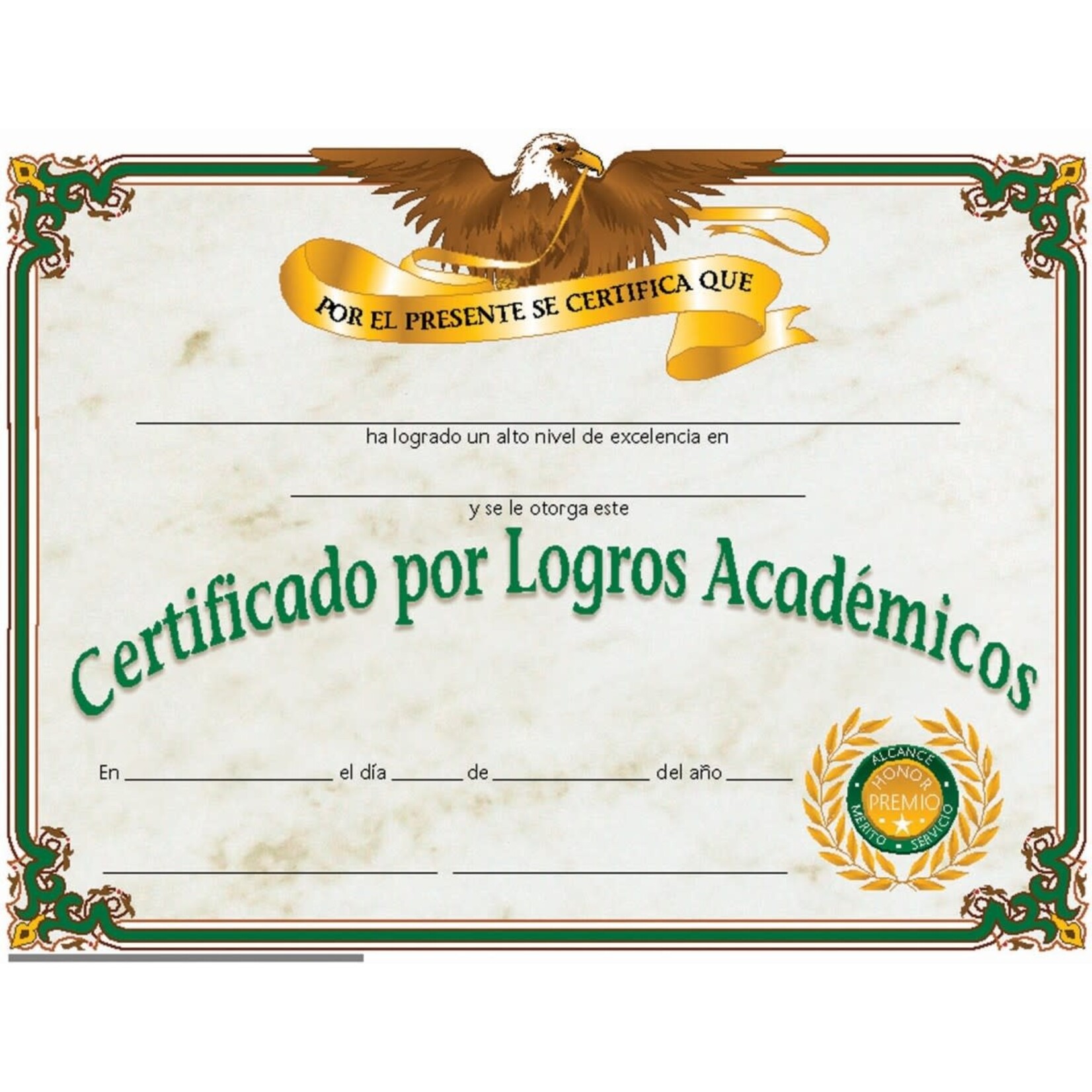 Certificate of Achievement Spanish