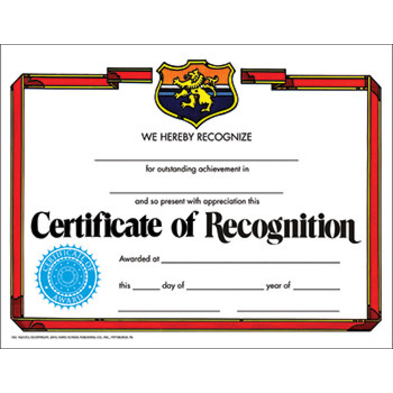 Certificate Of Recognition