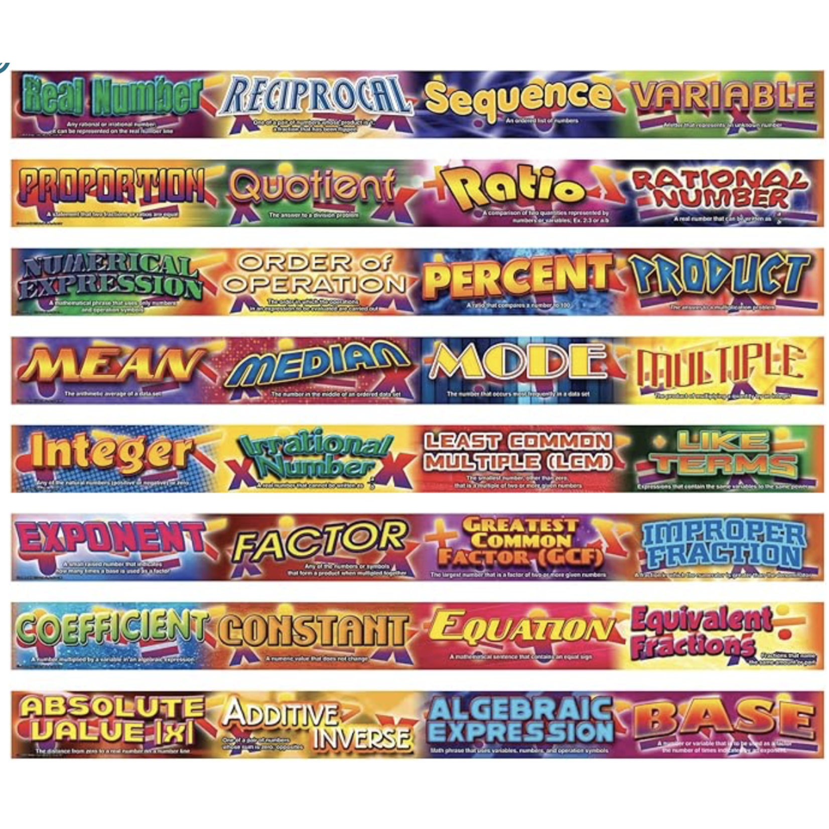 CARSON DELLOSA PUBLISHING CO Math Vocabulary Words Borders