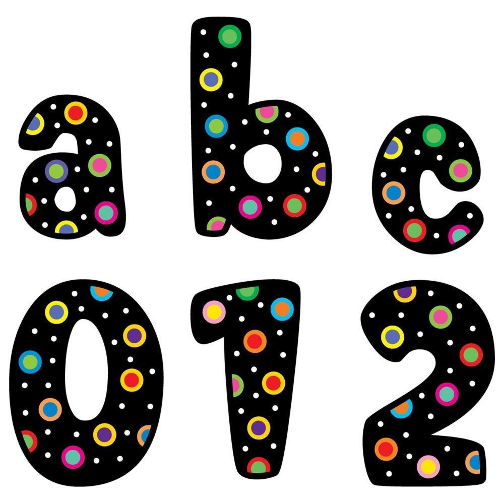 CREATIVE TEACHING PRESS CLM Poppin' Patterns Dots on Black Lowercase Letter Stickers